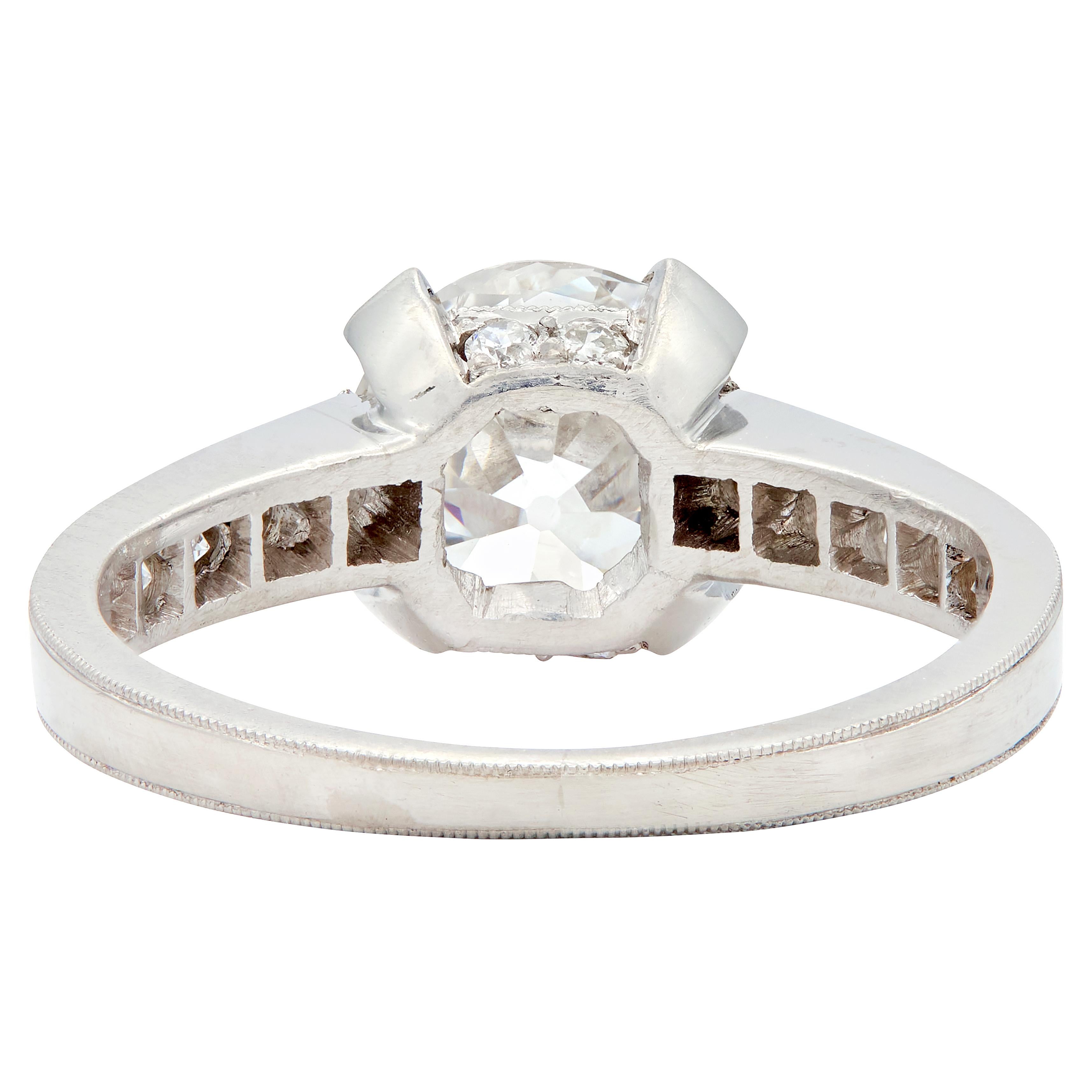 Art Deco 1.88 CTW Old European Cut Diamond Platinum Vintage Engagement Ring