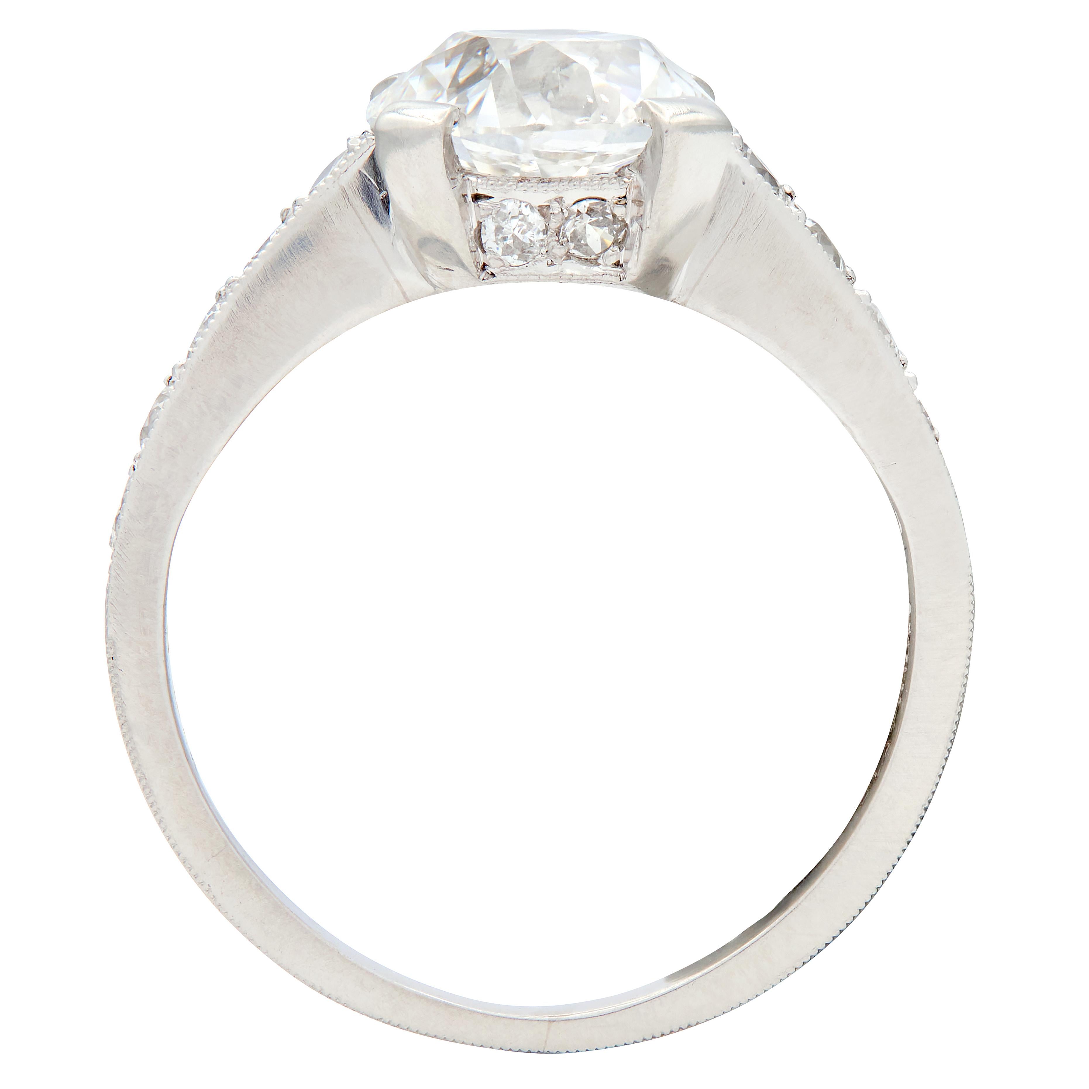 Art Deco 1.88 CTW Old European Cut Diamond Platinum Vintage Engagement Ring