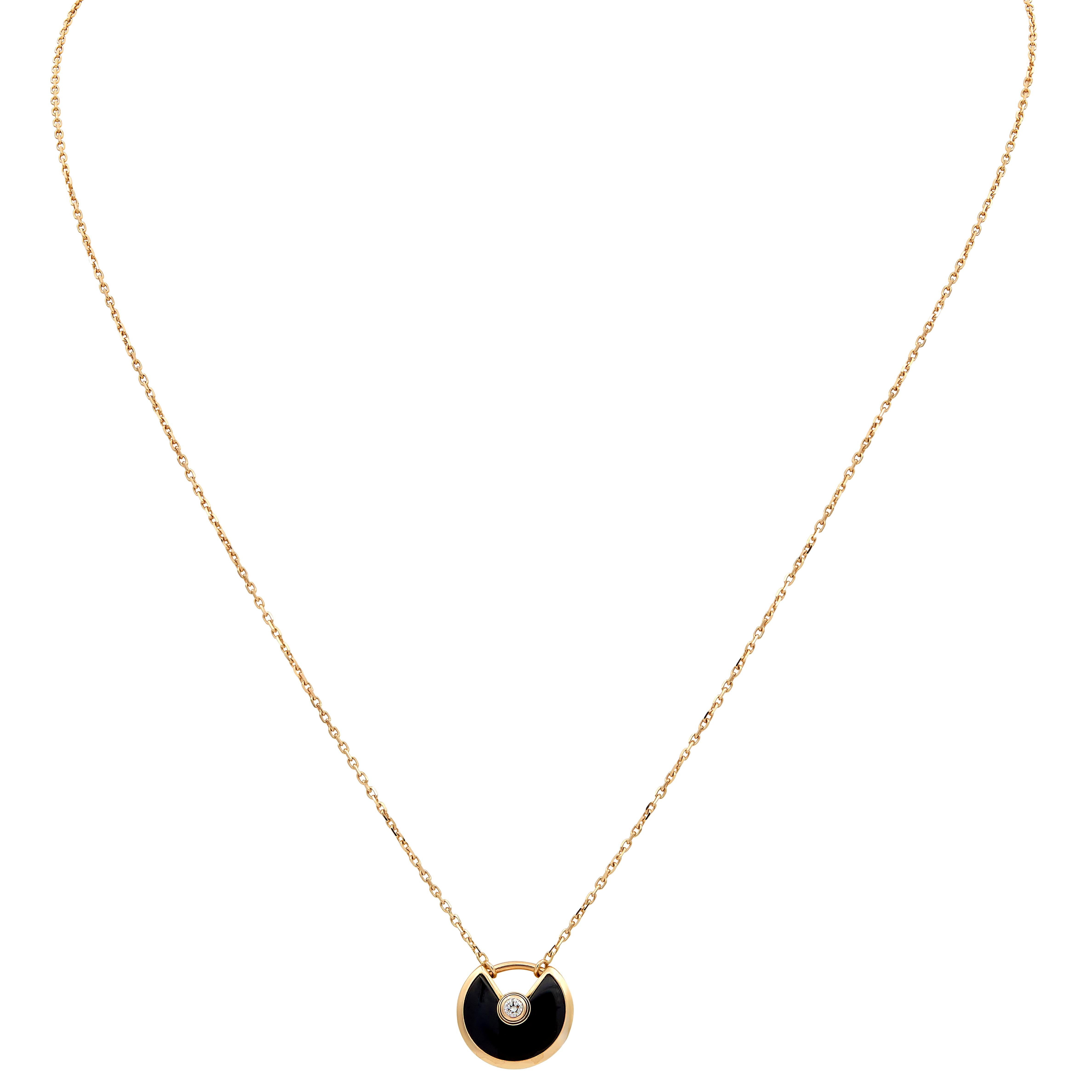 Cartier 2000's Diamond Onyx 18K Gold Contemporary Amulette De Cartier Necklace