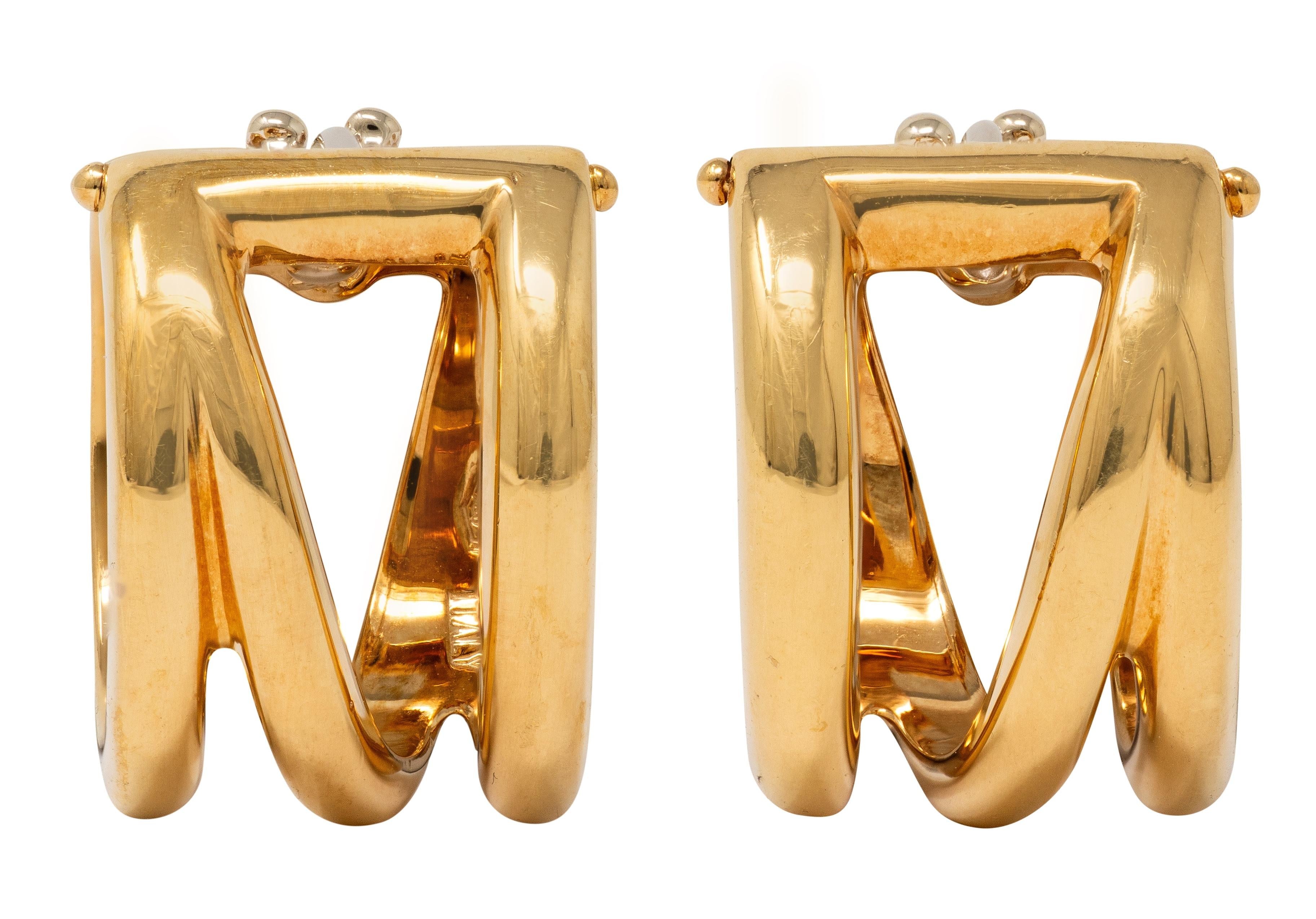 Tiffany & Co. 1980's 18 Karat Yellow Gold Vintage Loose Loop Hoop Earrings