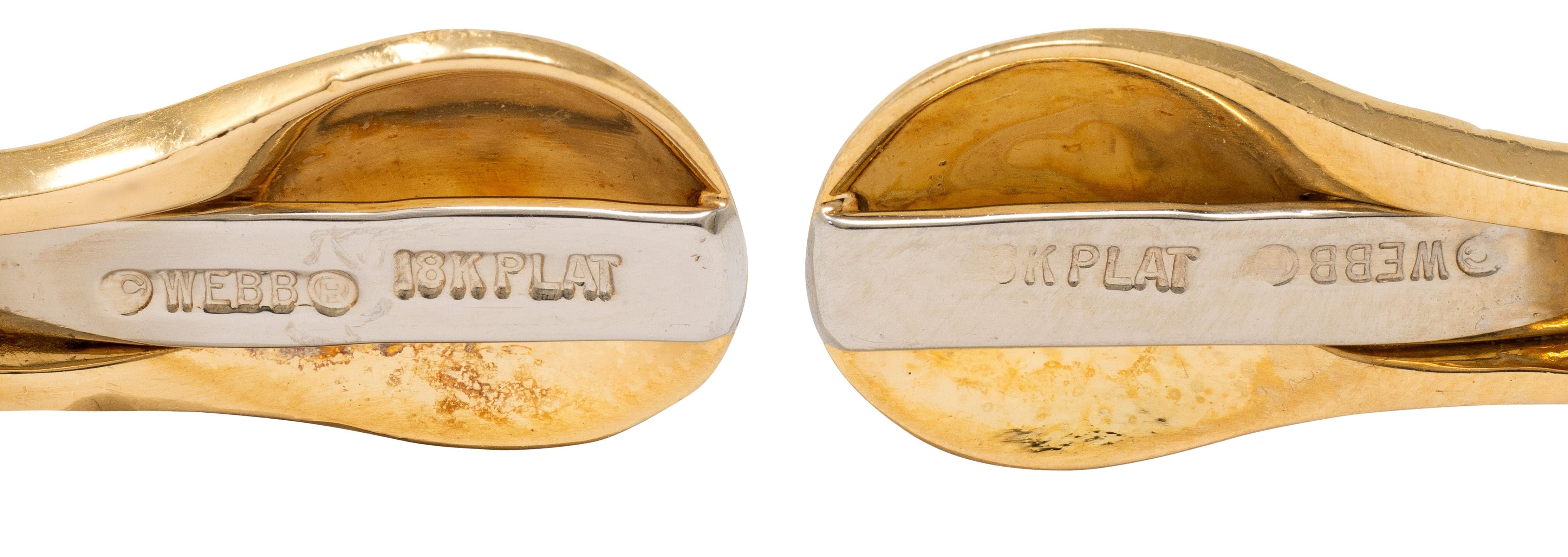 David Webb 1980's Multi-Gem 18K Gold Platinum Vintage J-Hoop Ear-Clip Earrings