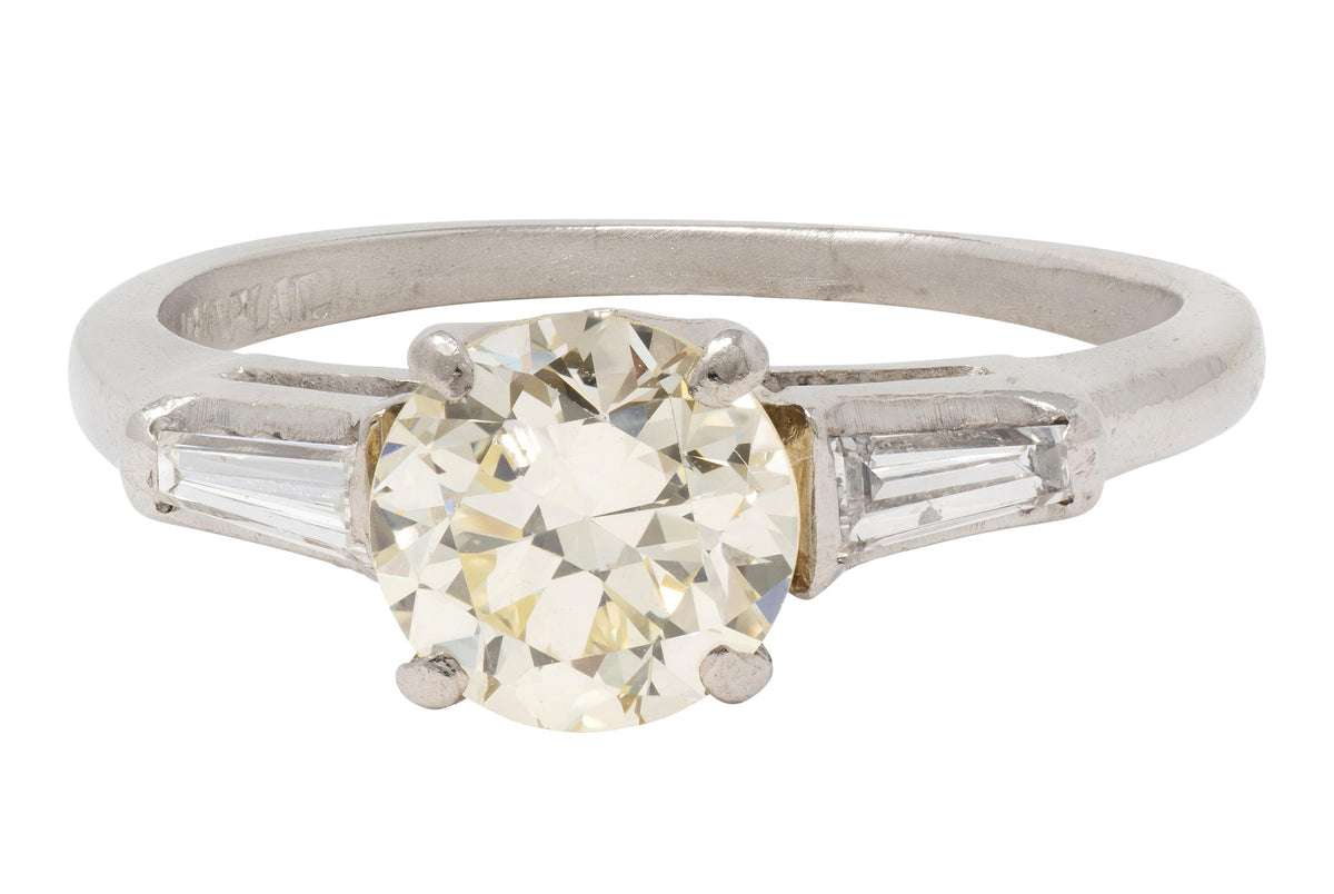 Mid-Century 1.50 CTW Transitional Cut Diamond Platinum Vintage Engagement Ring