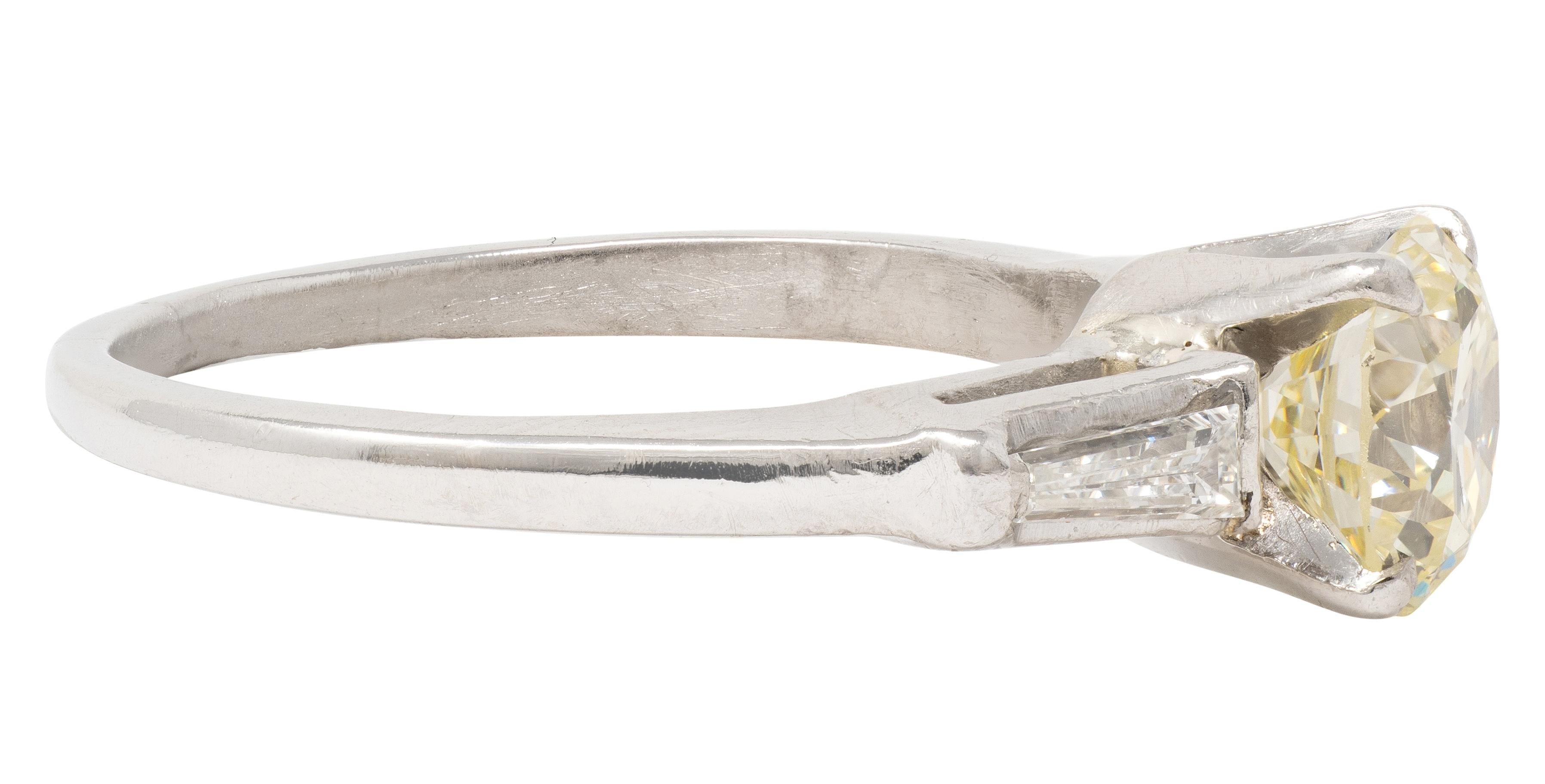 Mid-Century 1.50 CTW Transitional Cut Diamond Platinum Vintage Engagement Ring