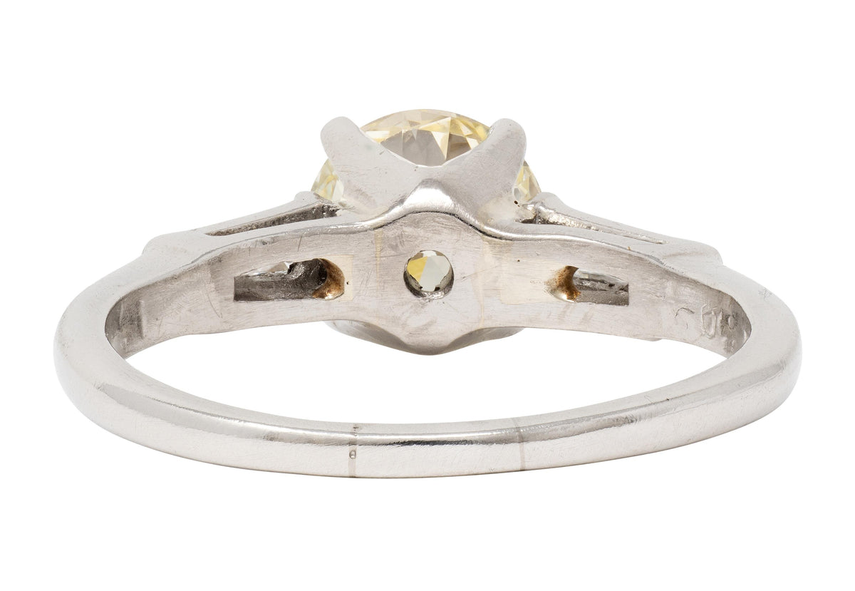 Mid-Century 1.50 CTW Transitional Cut Diamond Platinum Vintage Engagement Ring