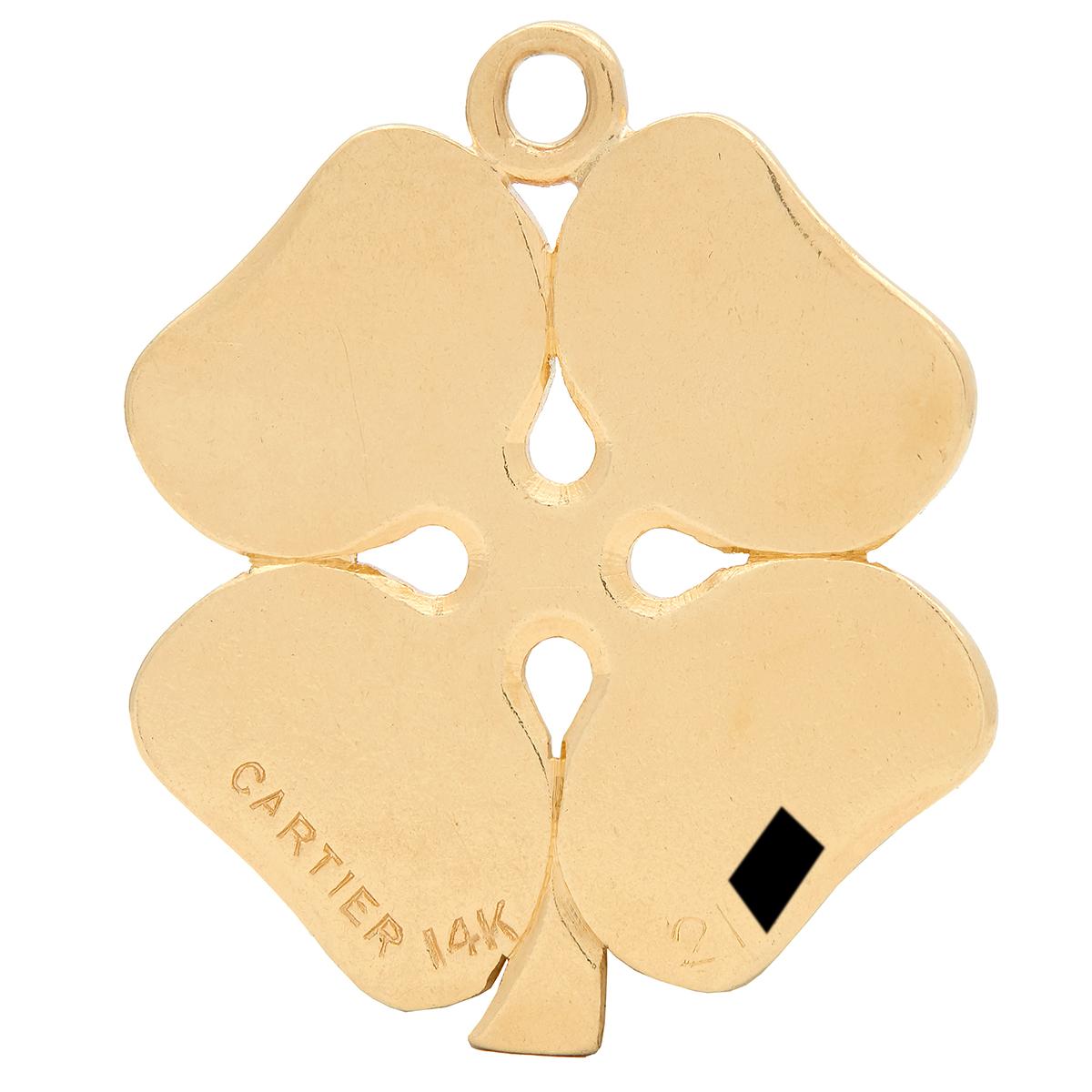 Cartier 1950's 14 Karat Yellow Gold Vintage Four-Leaf Clover Pendant