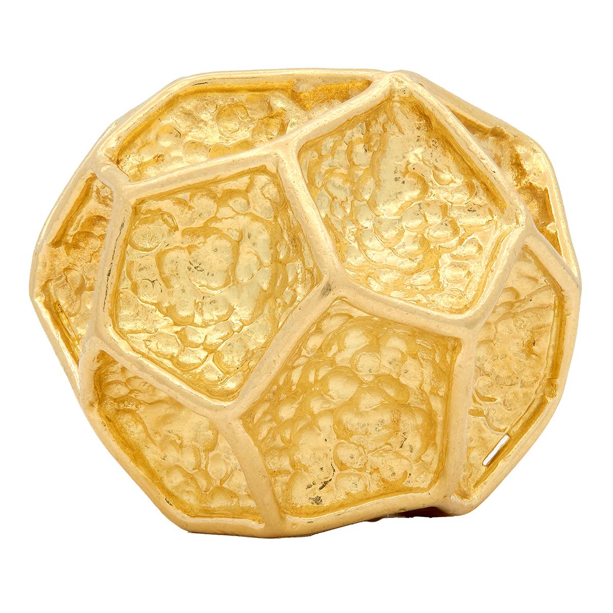 Cartier 1970s 18 Karat Yellow Gold Vintage Hammered Dome Modernist Cocktail Ring