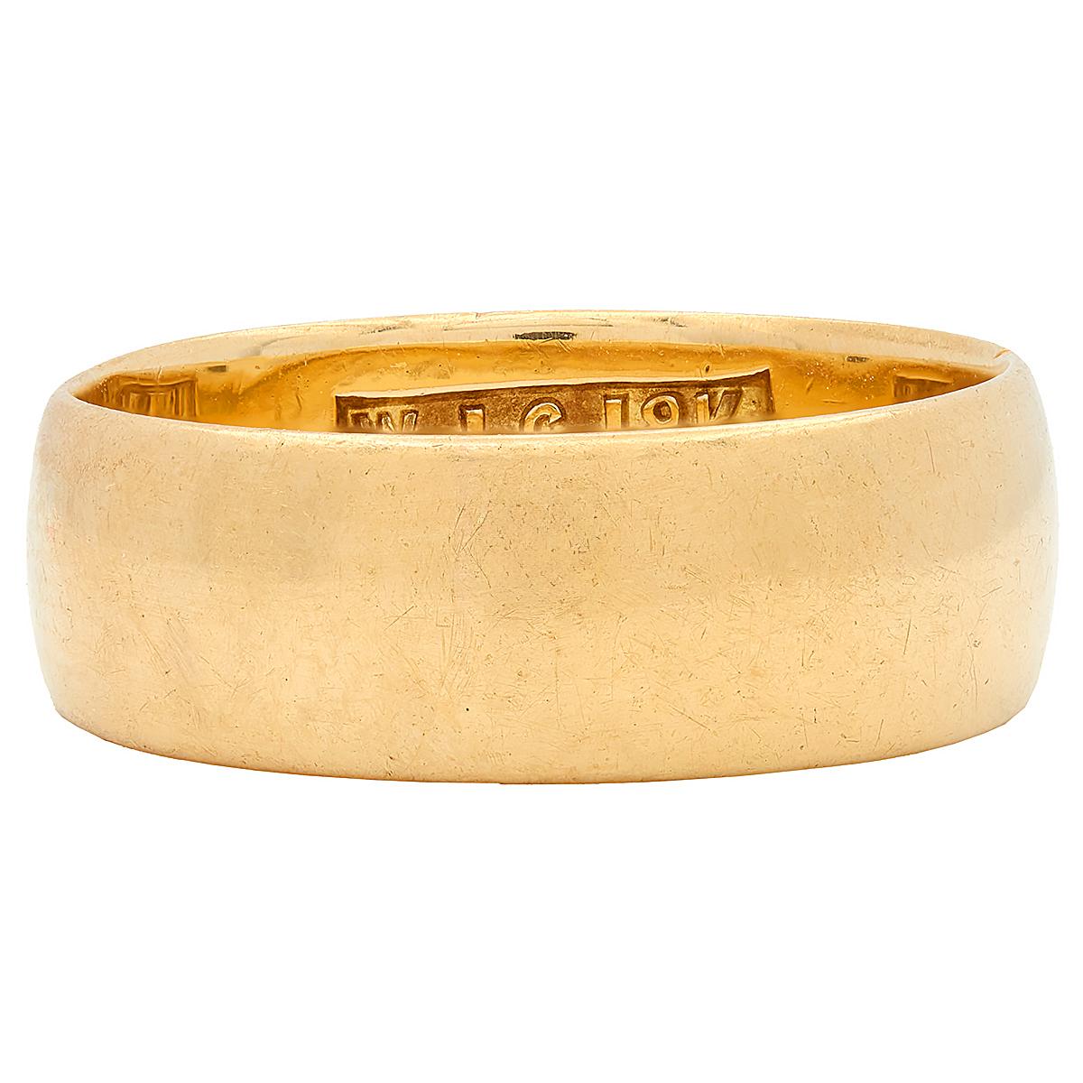 Victorian 18 Karat Yellow Gold Antique Wide Cigar Wedding Band Ring