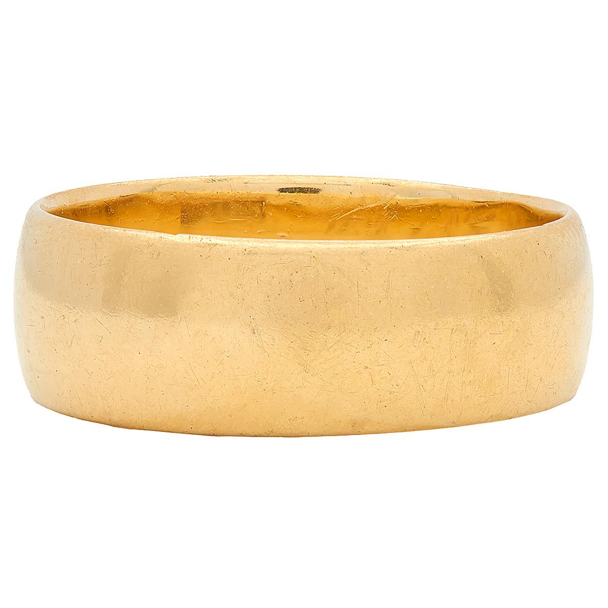 Victorian 18 Karat Yellow Gold Antique Wide Cigar Wedding Band Ring
