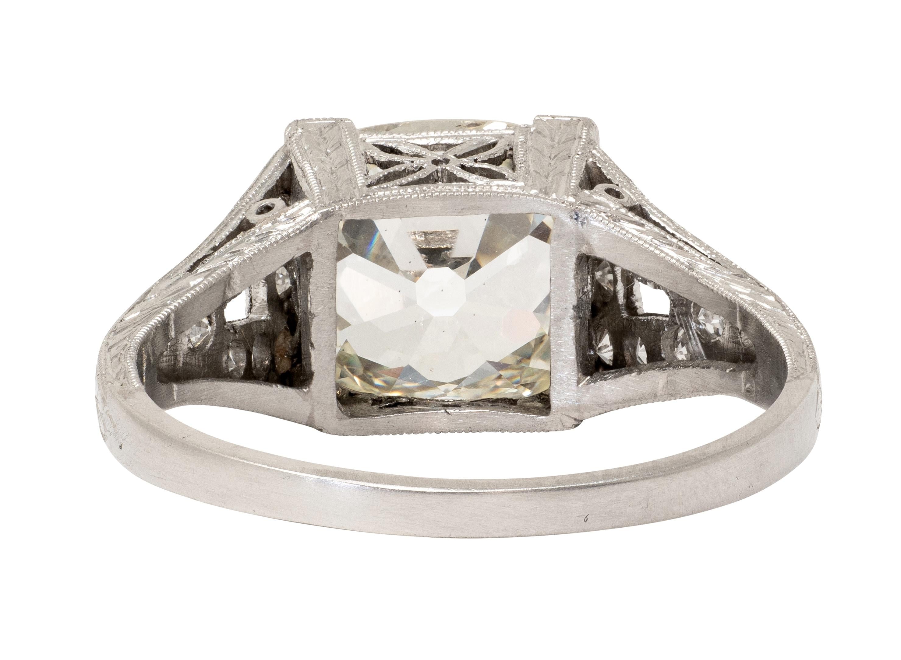 Art Deco Old Mine Diamond Platinum Vintage Orange Blossom Engagement Ring