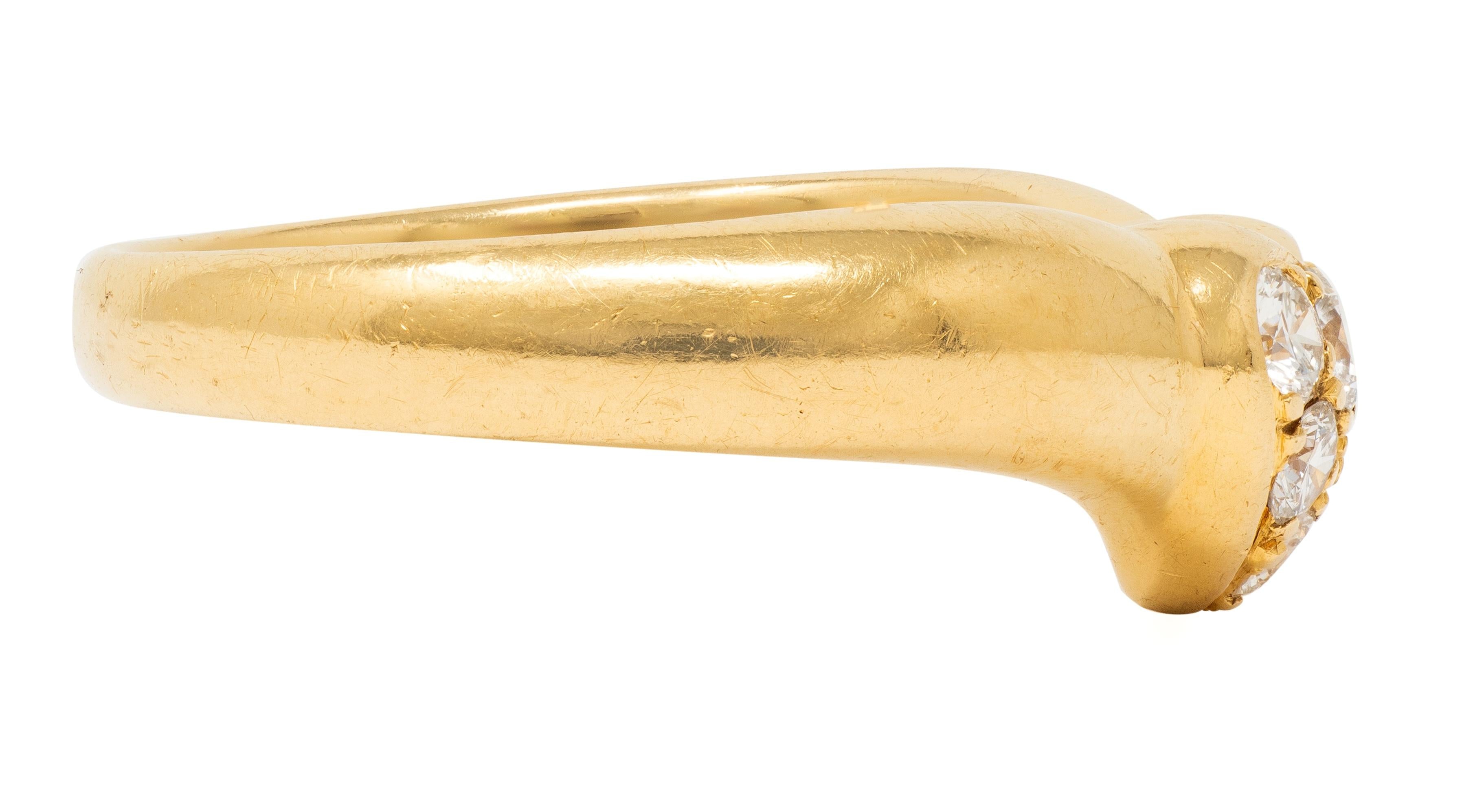Tiffany & Co. 1990's Diamond 18 Karat Yellow Gold Vintage Puffy Heart Ring