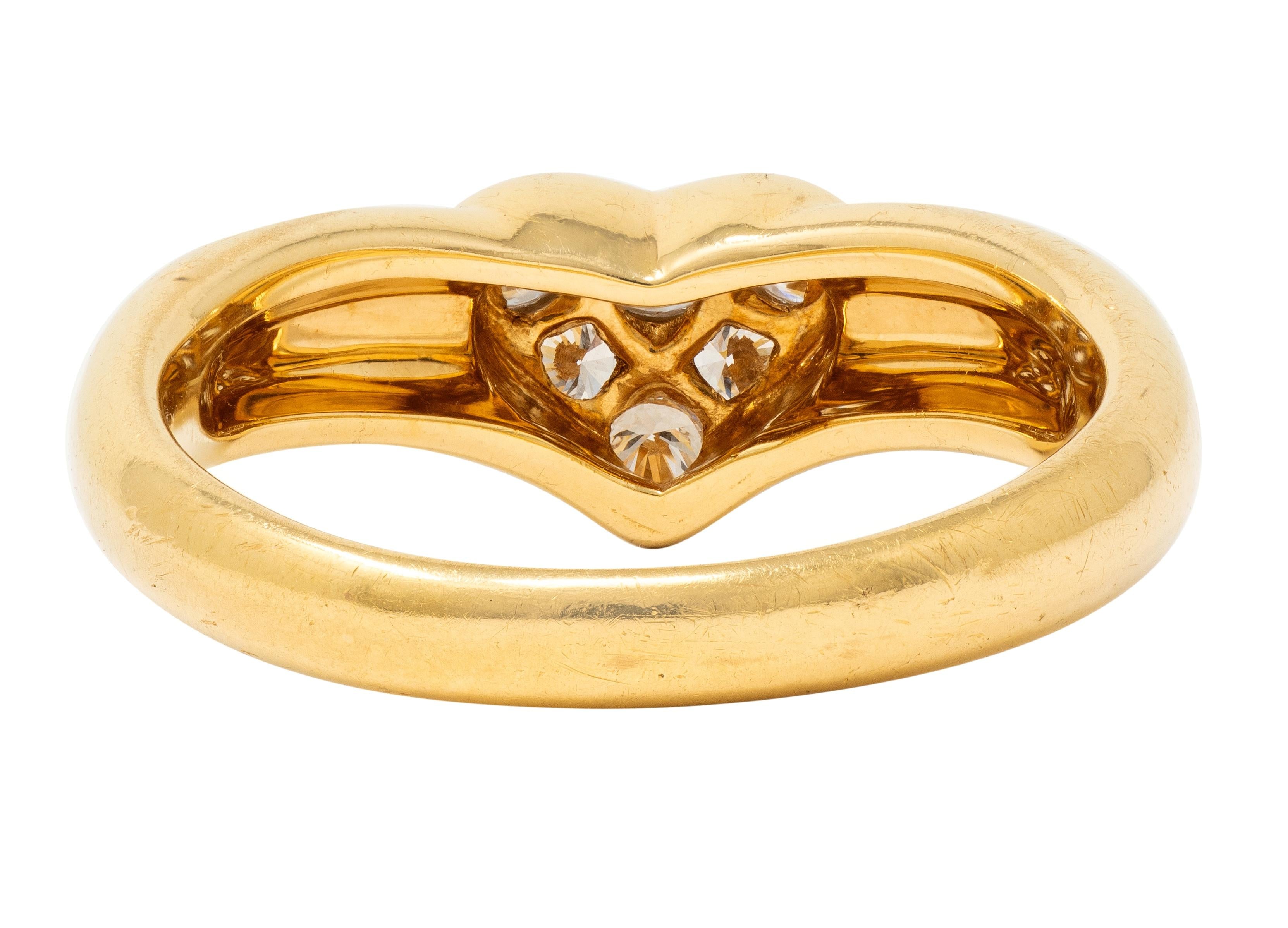 Tiffany & Co. 1990's Diamond 18 Karat Yellow Gold Vintage Puffy Heart Ring