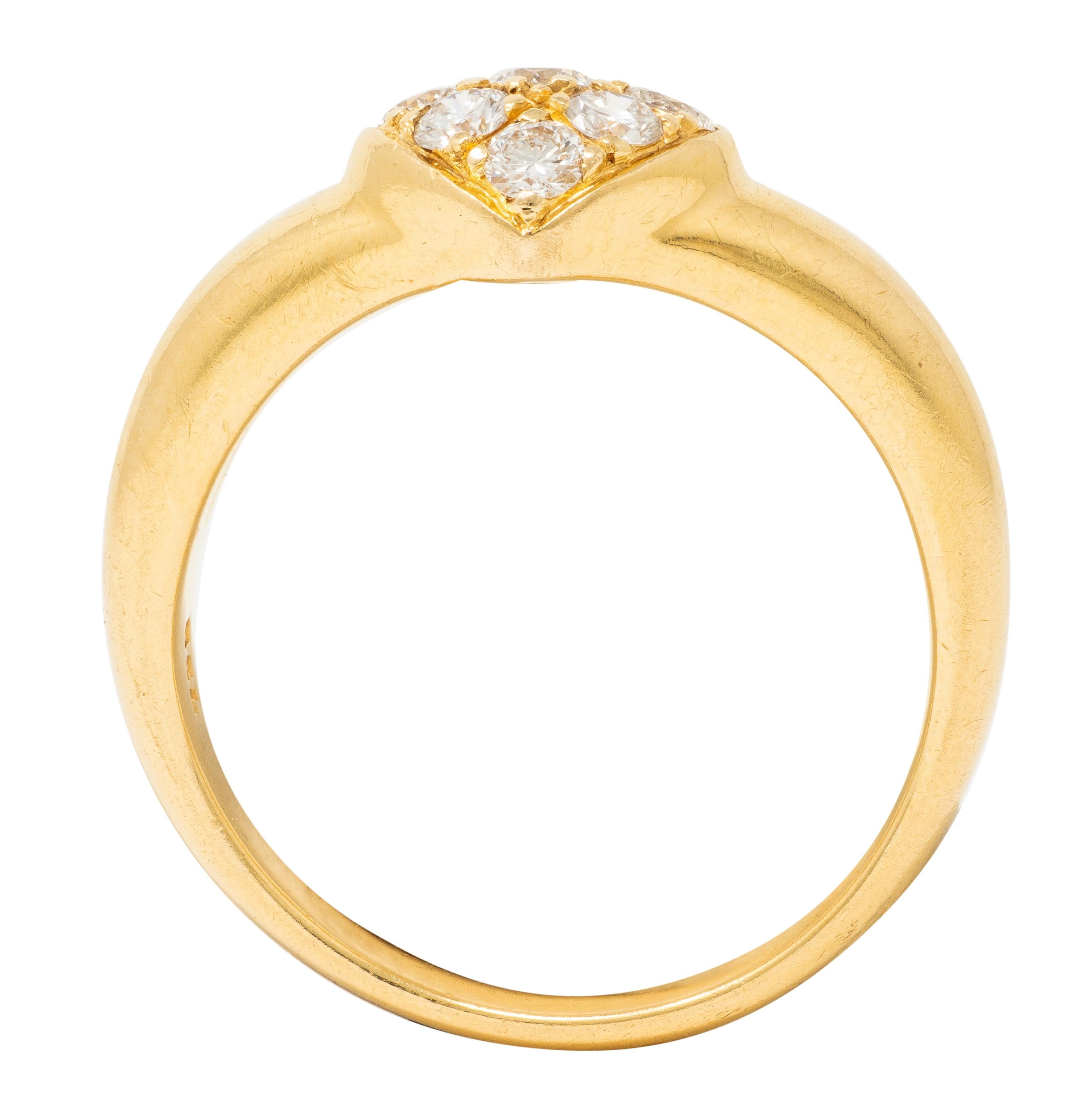 Tiffany & Co. 1990's Diamond 18 Karat Yellow Gold Vintage Puffy Heart Ring