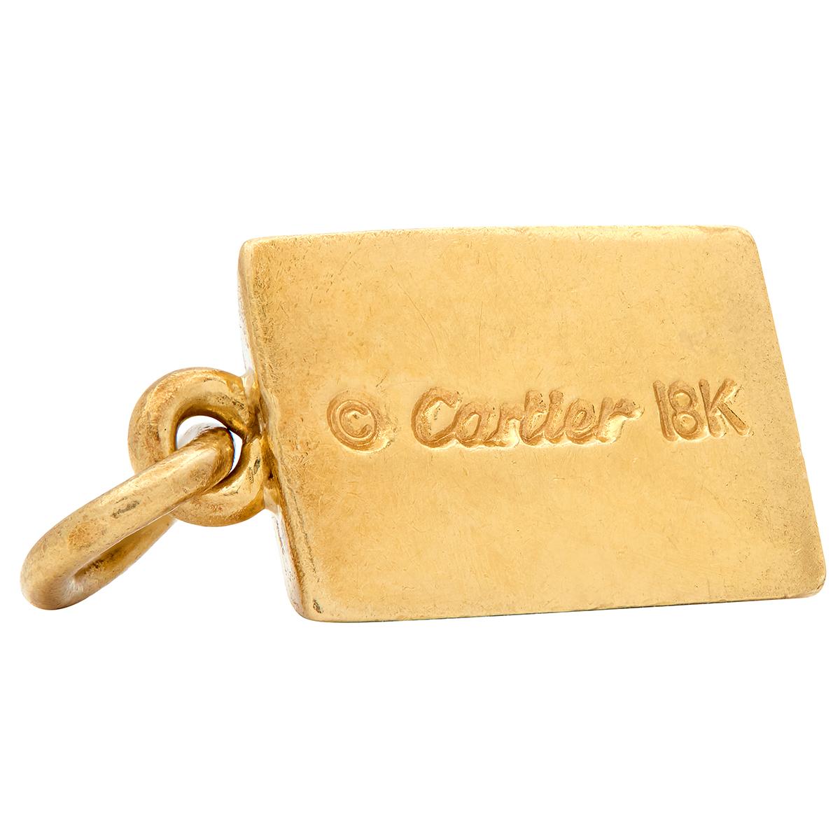 Cartier 1970's 18 Karat Yellow Gold Vintage 1/8 Oz. Gold Brick Ingot Pendant