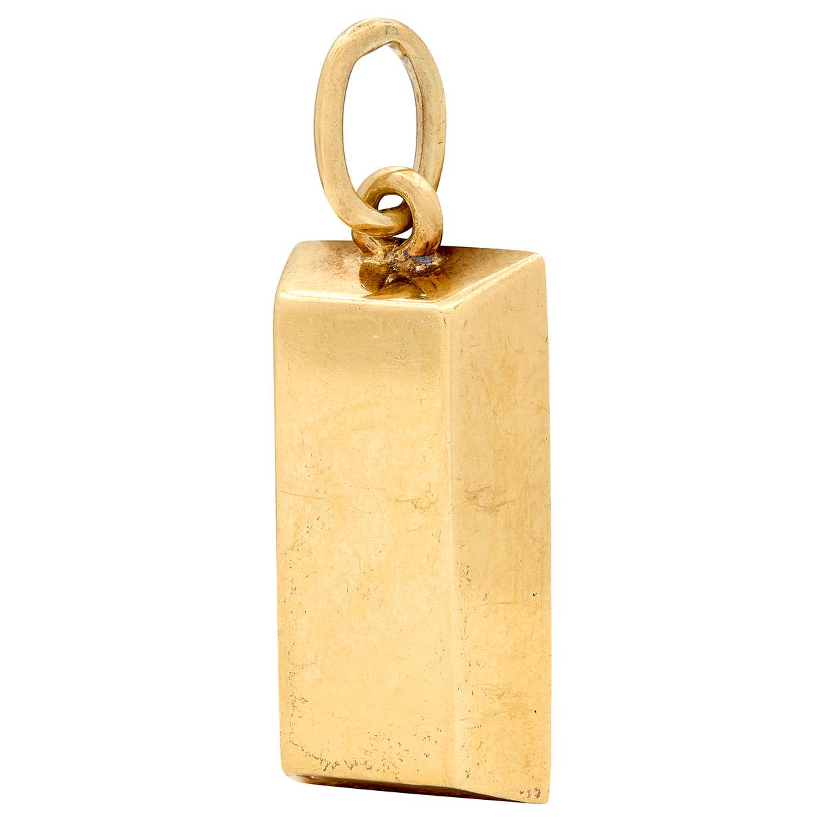 Cartier 1970's 18 Karat Yellow Gold Vintage 1/4 Oz. Gold Bar Ingot Pendant
