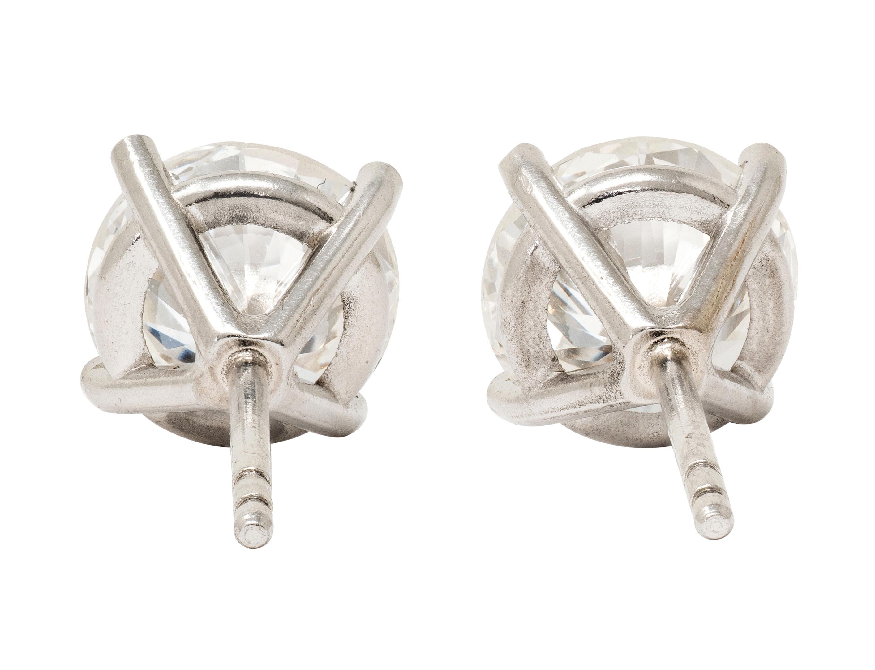 2000's 2.66 CTW Round Diamond Platinum Contemporary Martini Stud Earrings GIA