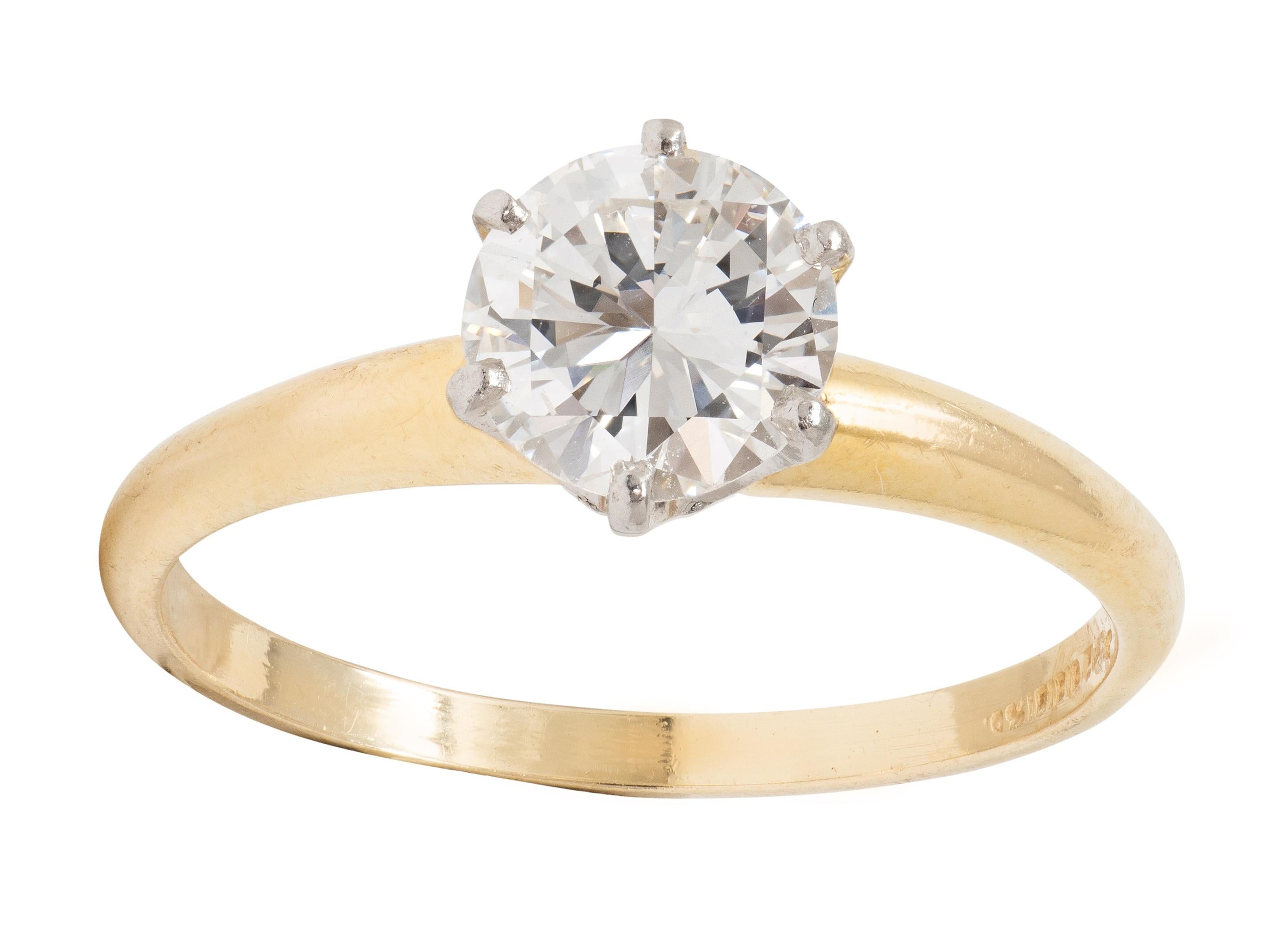 1980's 1.00 CTW Diamond 14K Gold Platinum Vintage Solitaire Engagement Ring