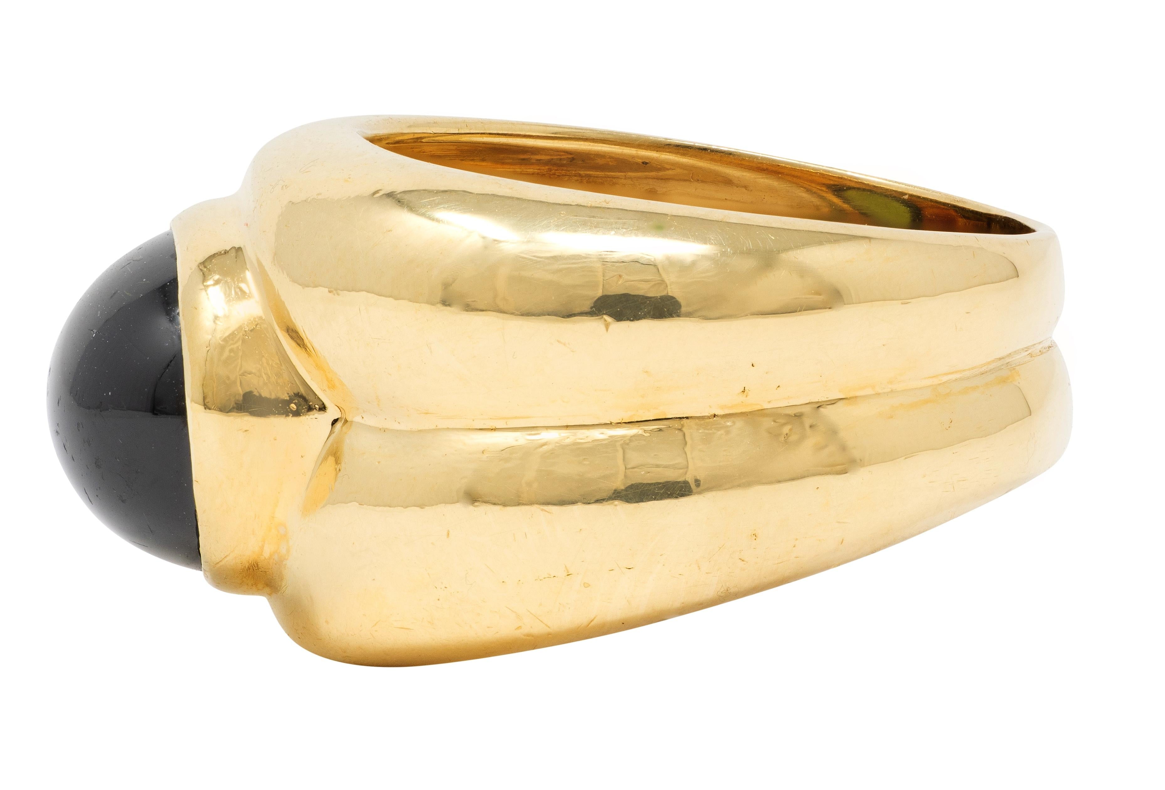 Tiffany & Co. 1980's Tourmaline 18 Karat Yellow Gold Vintage Puffy Bezel Ring
