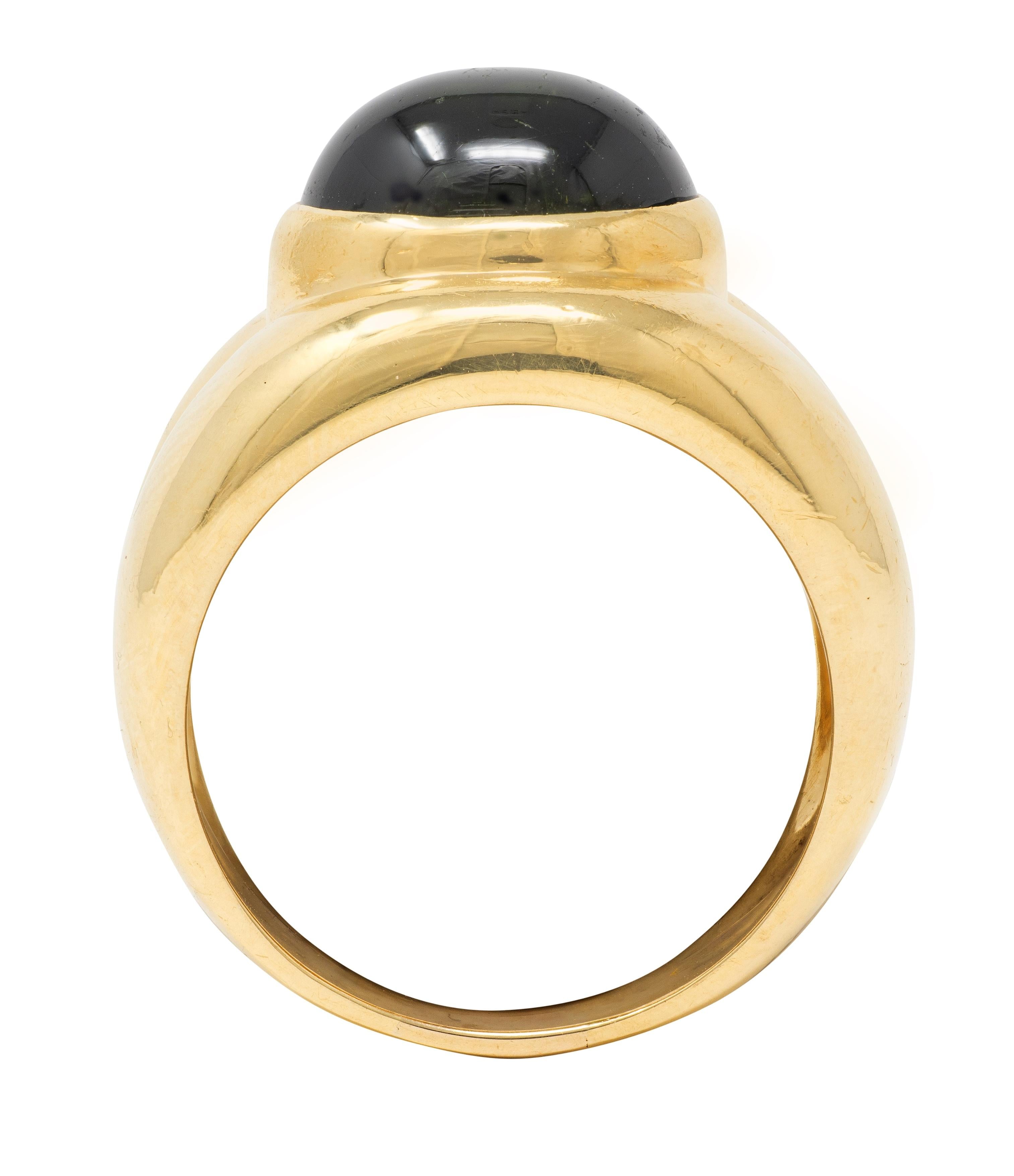 Tiffany & Co. 1980's Tourmaline 18 Karat Yellow Gold Vintage Puffy Bezel Ring