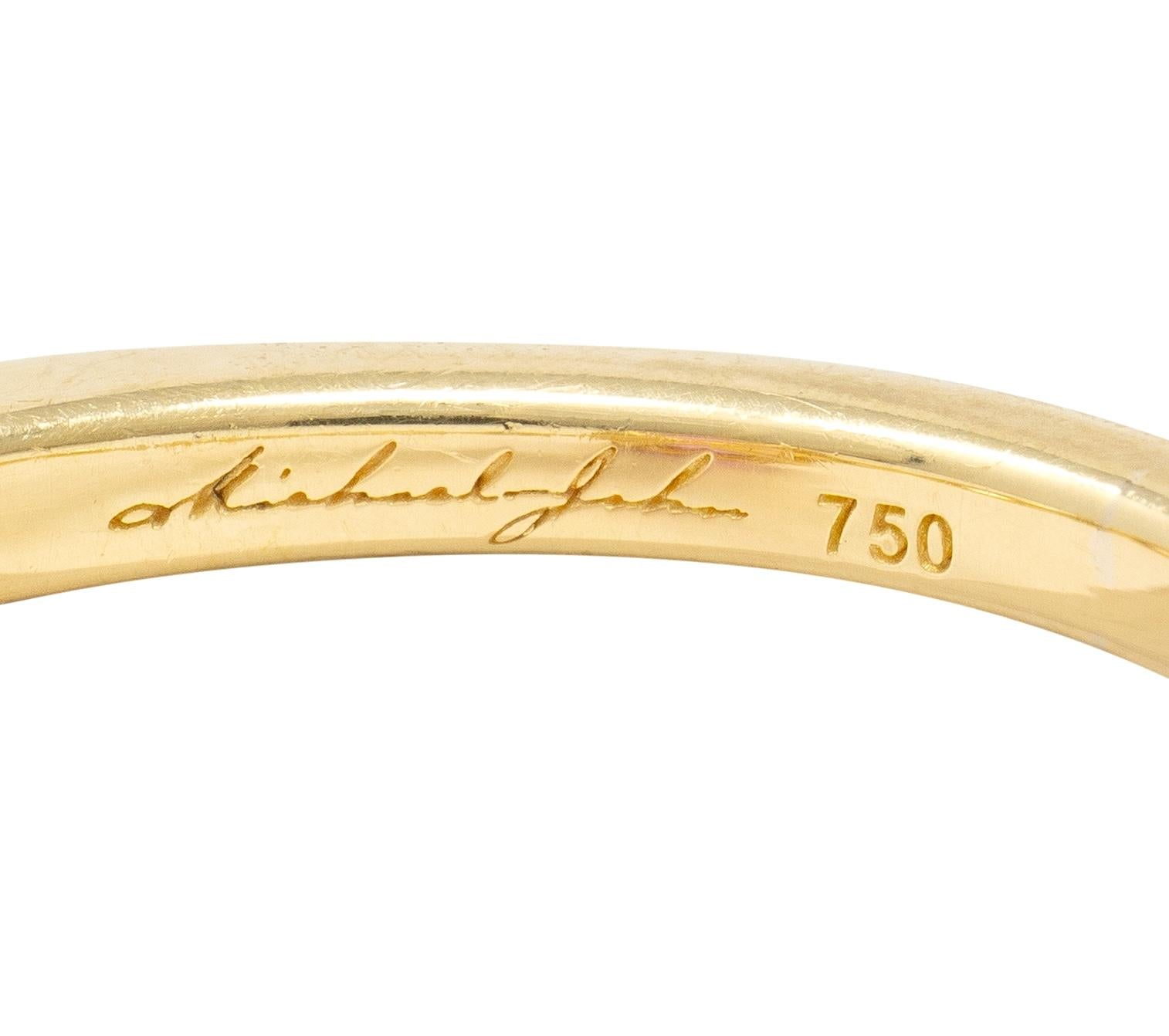 Michael John 4.14 CTW Pink Sapphire Diamond 18K Gold Contemporary Halo Ring