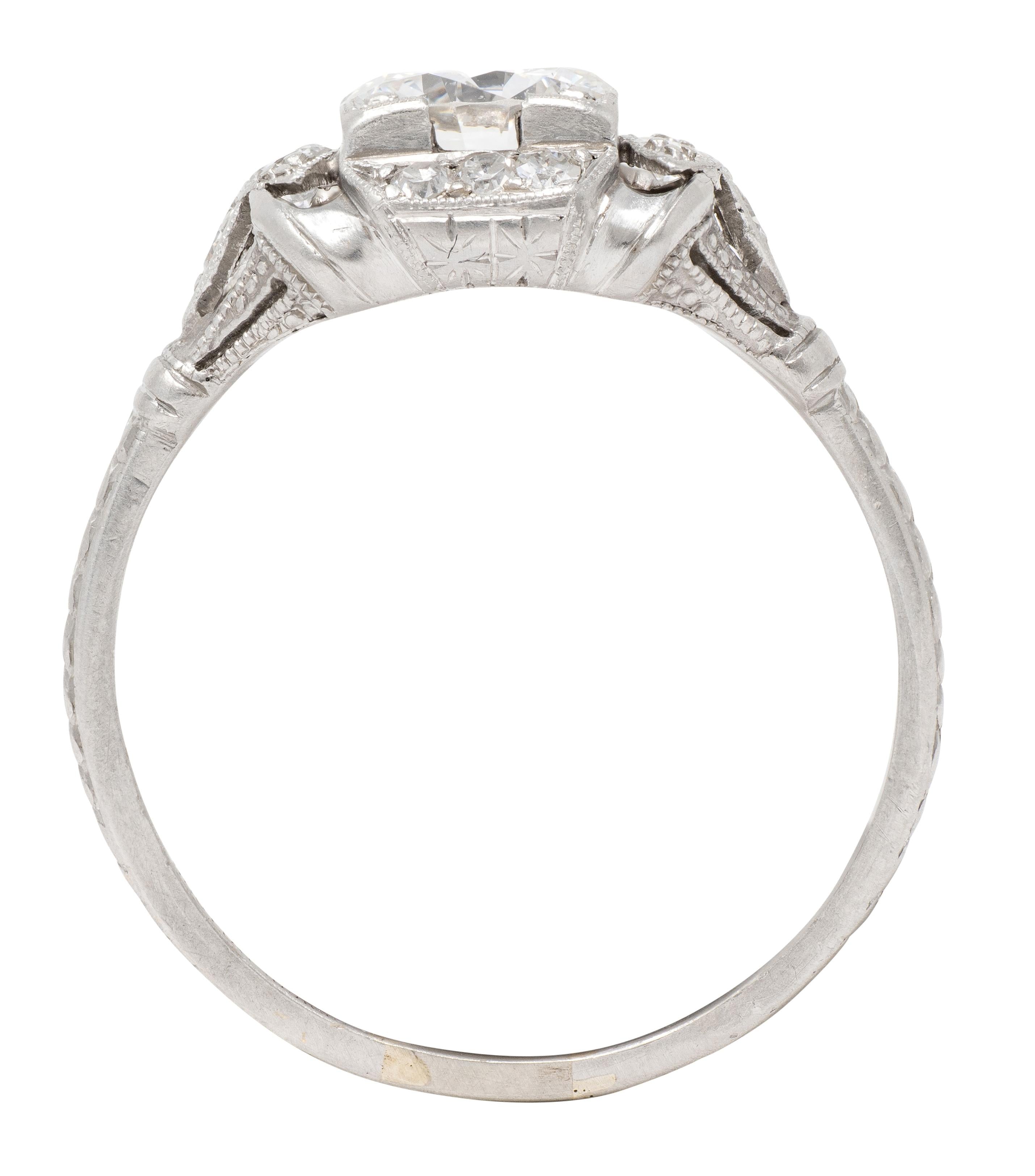 Art Deco 0.95 CTW Diamond Platinum Vintage Wheat Orange Blossom Engagement Ring