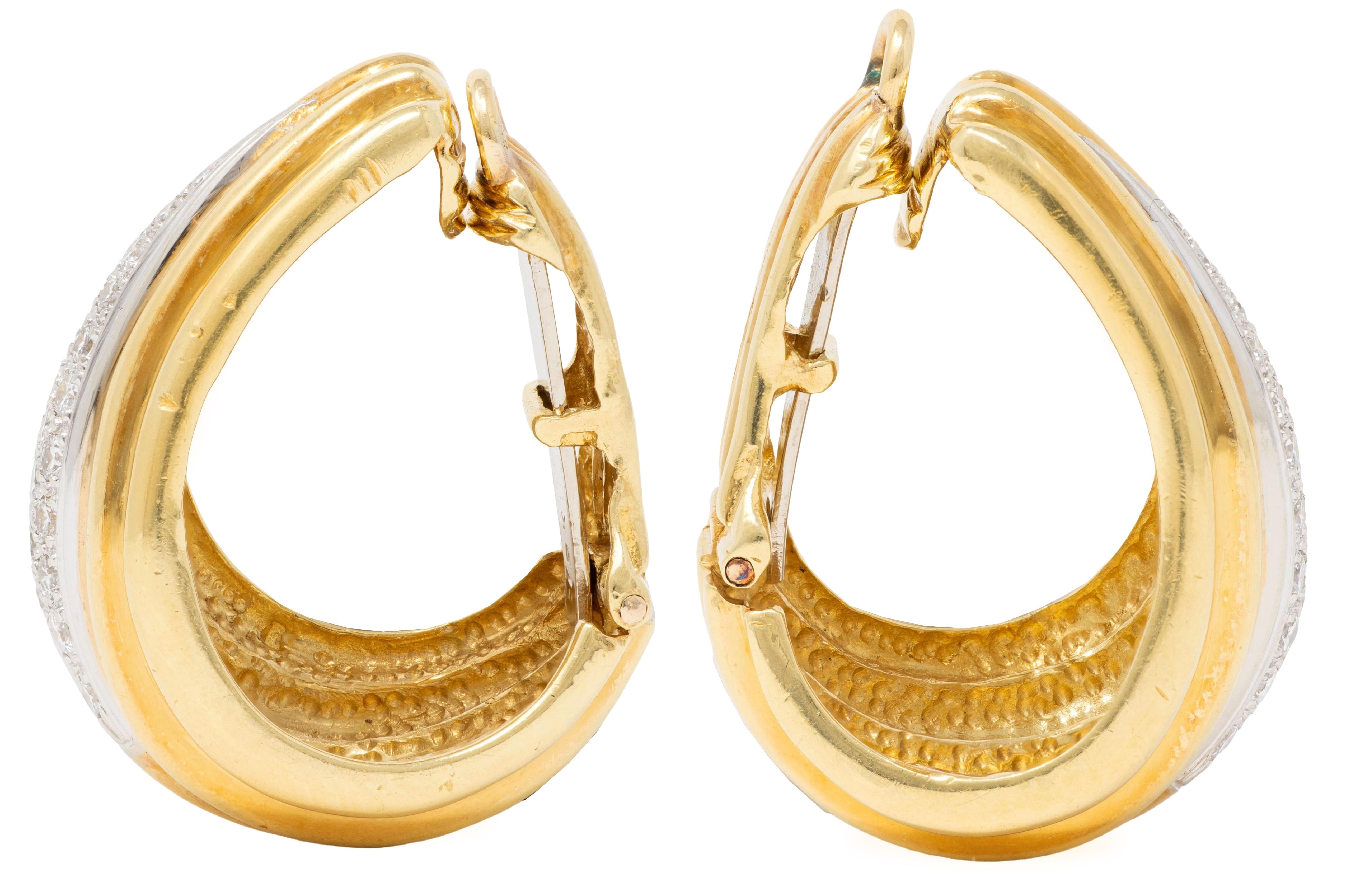 Van Cleef & Arpels 1980's Diamond 18K Gold Platinum Vintage Ear-Clip Earrings