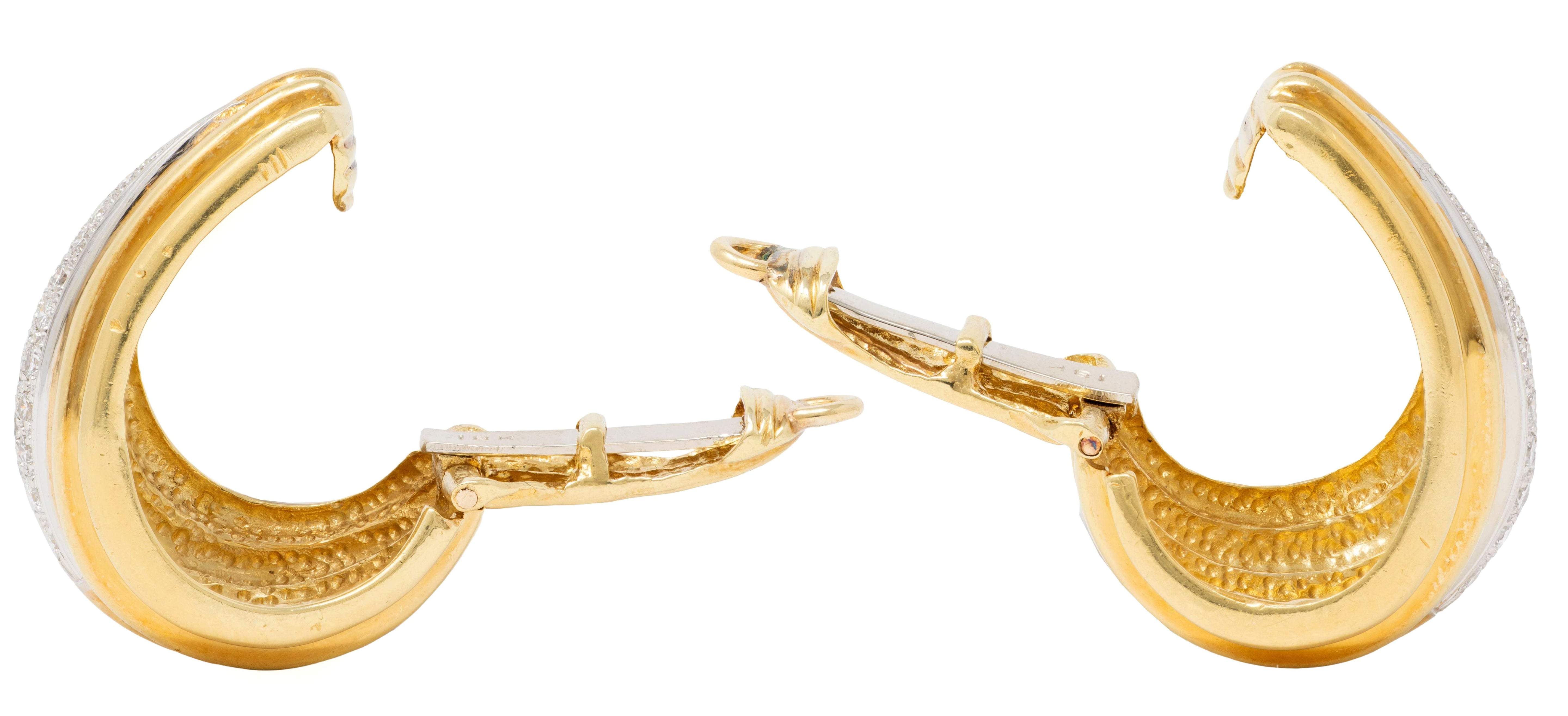 Van Cleef & Arpels 1980's Diamond 18K Gold Platinum Vintage Ear-Clip Earrings