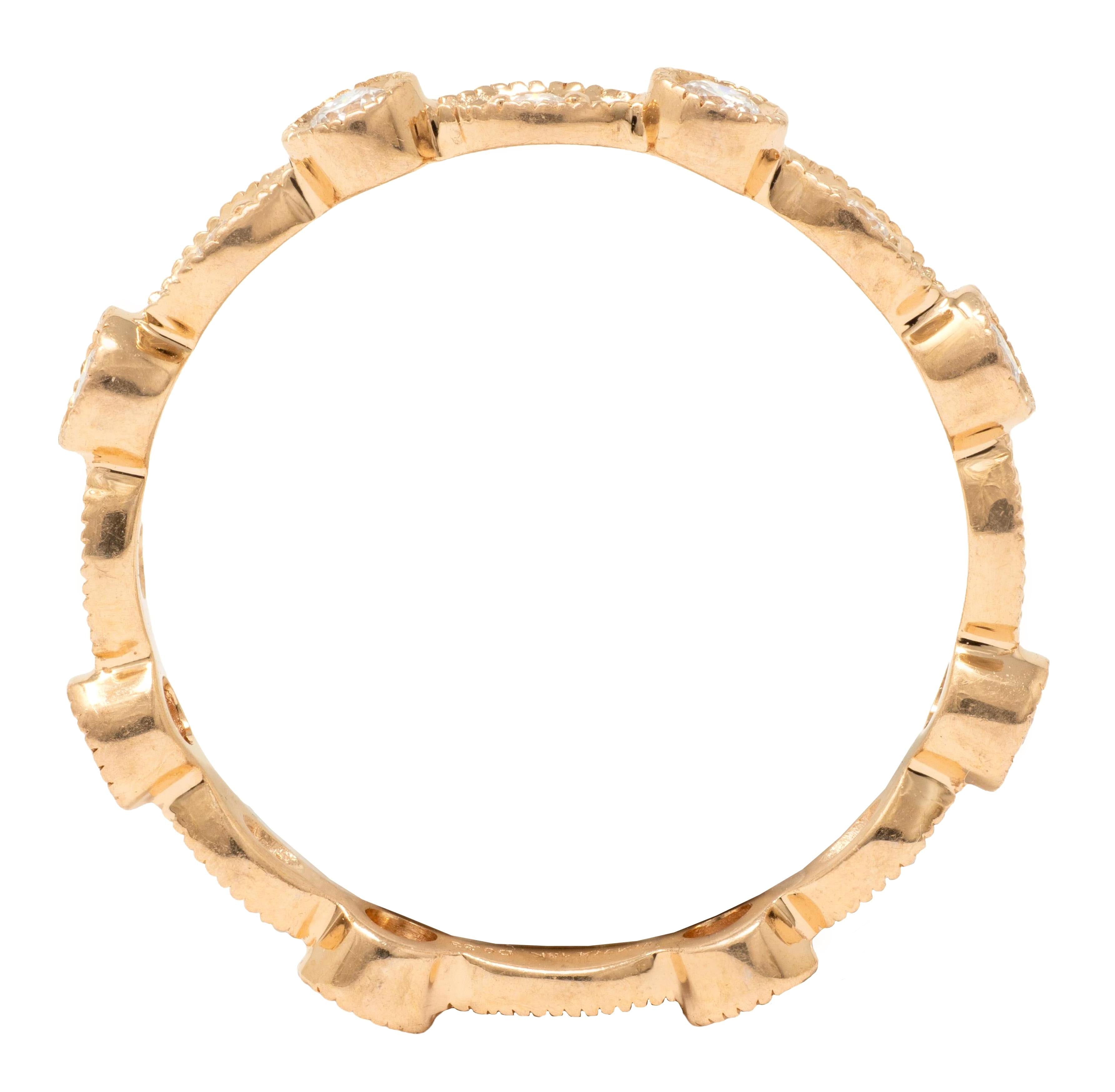 Hana 2010's Diamond 18 Karat Rose Gold Contemporary Eternity Wedding Band Ring