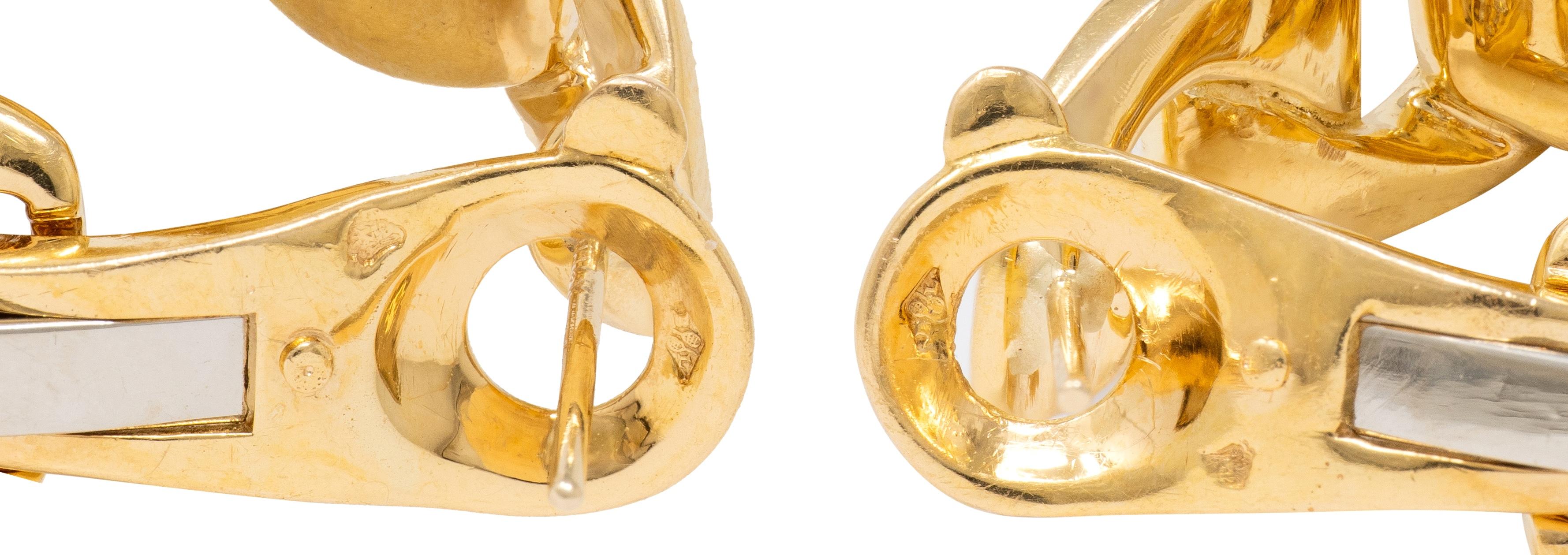 Cartier French 1980's Diamond 18K Gold Vintage Chain Inside-Outside Hoop Earring