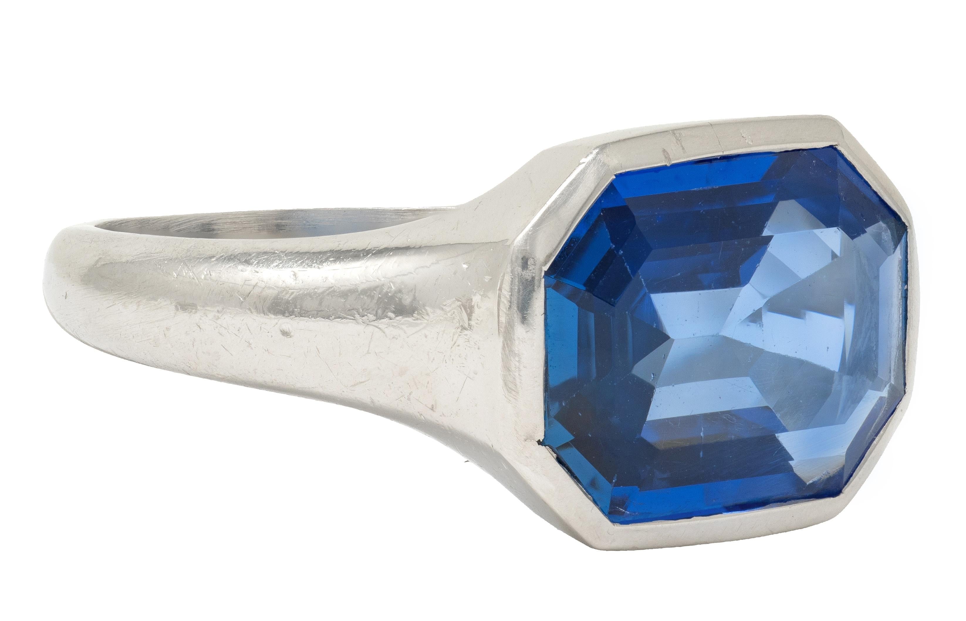Tiffany & Co. Art Deco No Heat Burma Sapphire Platinum Unisex Vintage Ring AGL