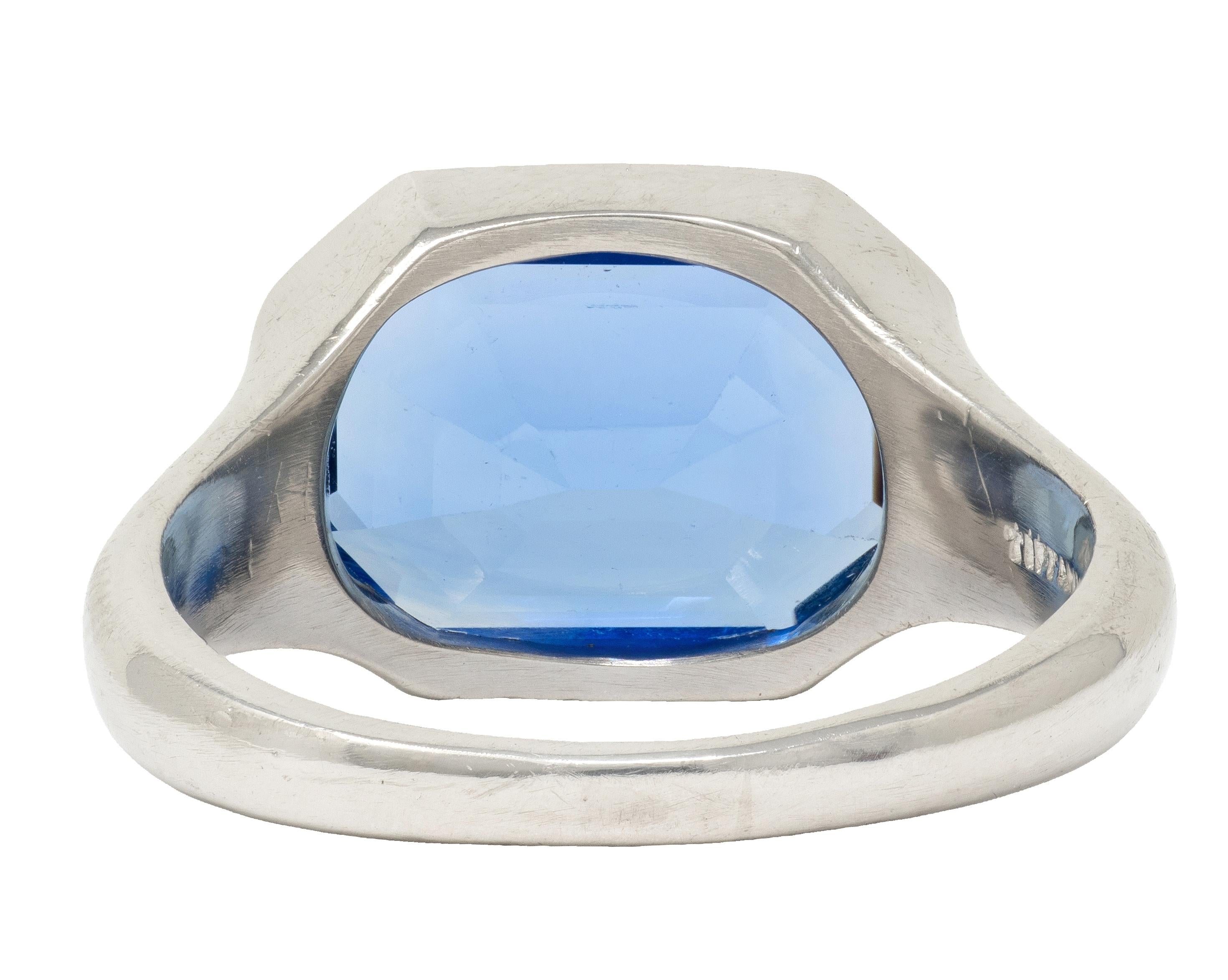Tiffany & Co. Art Deco No Heat Burma Sapphire Platinum Unisex Vintage Ring AGL