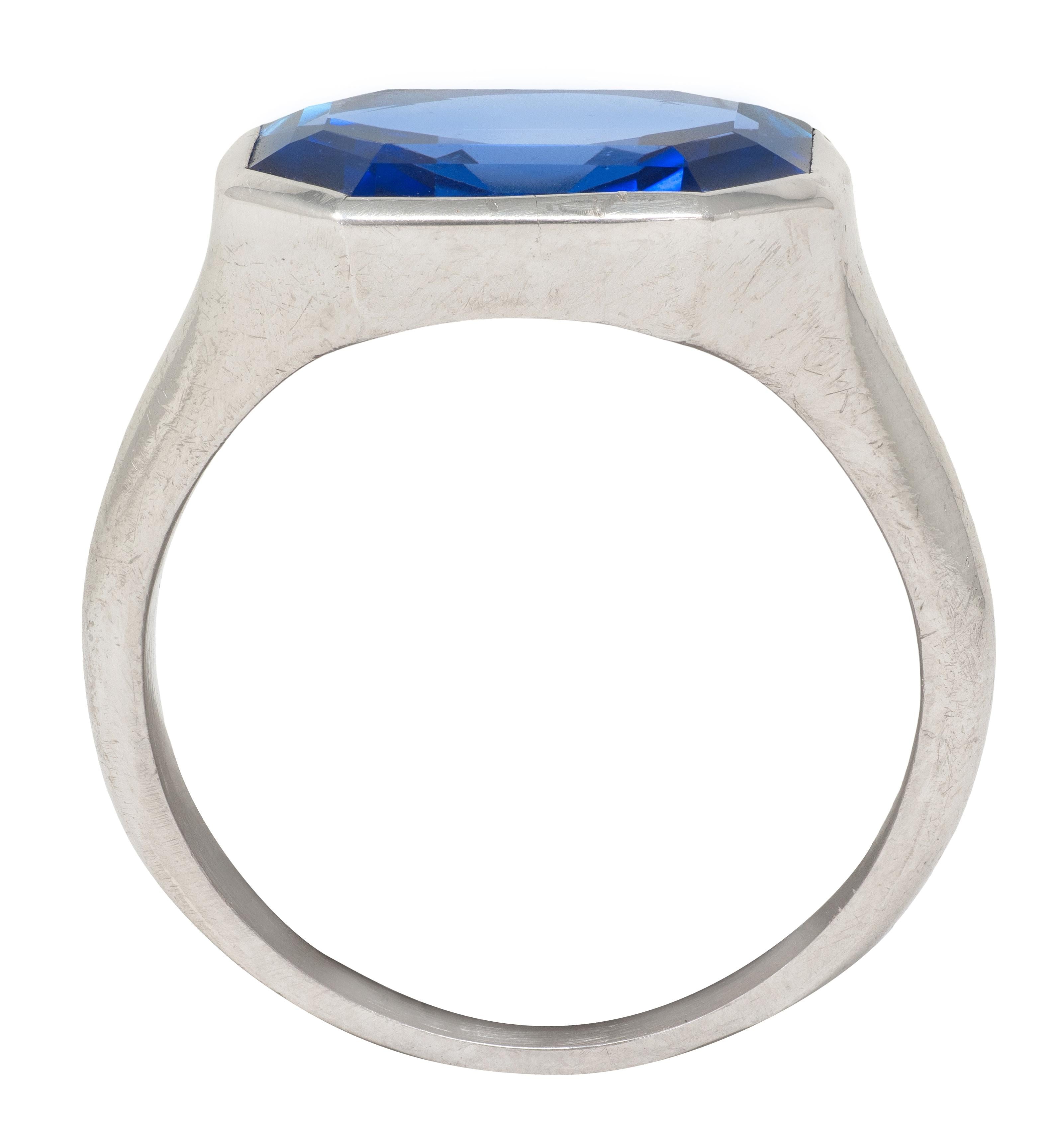 Tiffany & Co. Art Deco No Heat Burma Sapphire Platinum Unisex Vintage Ring AGL