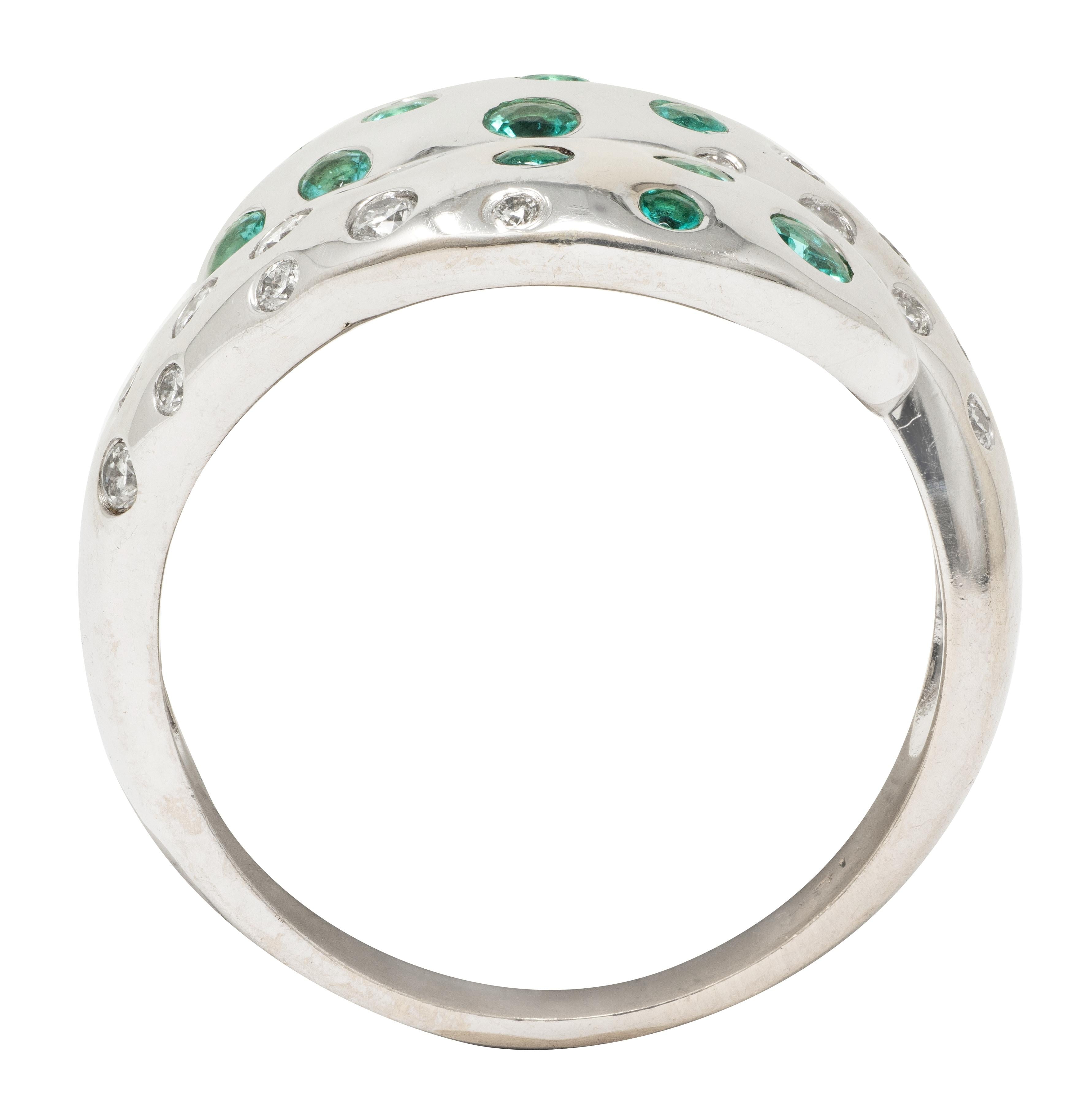 2010's Diamond Tourmaline 18 Karat White Gold Contemporary Bypass Ring