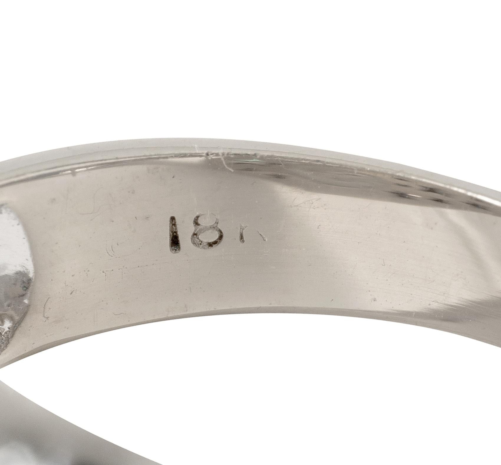 2010's Diamond Tourmaline 18 Karat White Gold Contemporary Bypass Ring