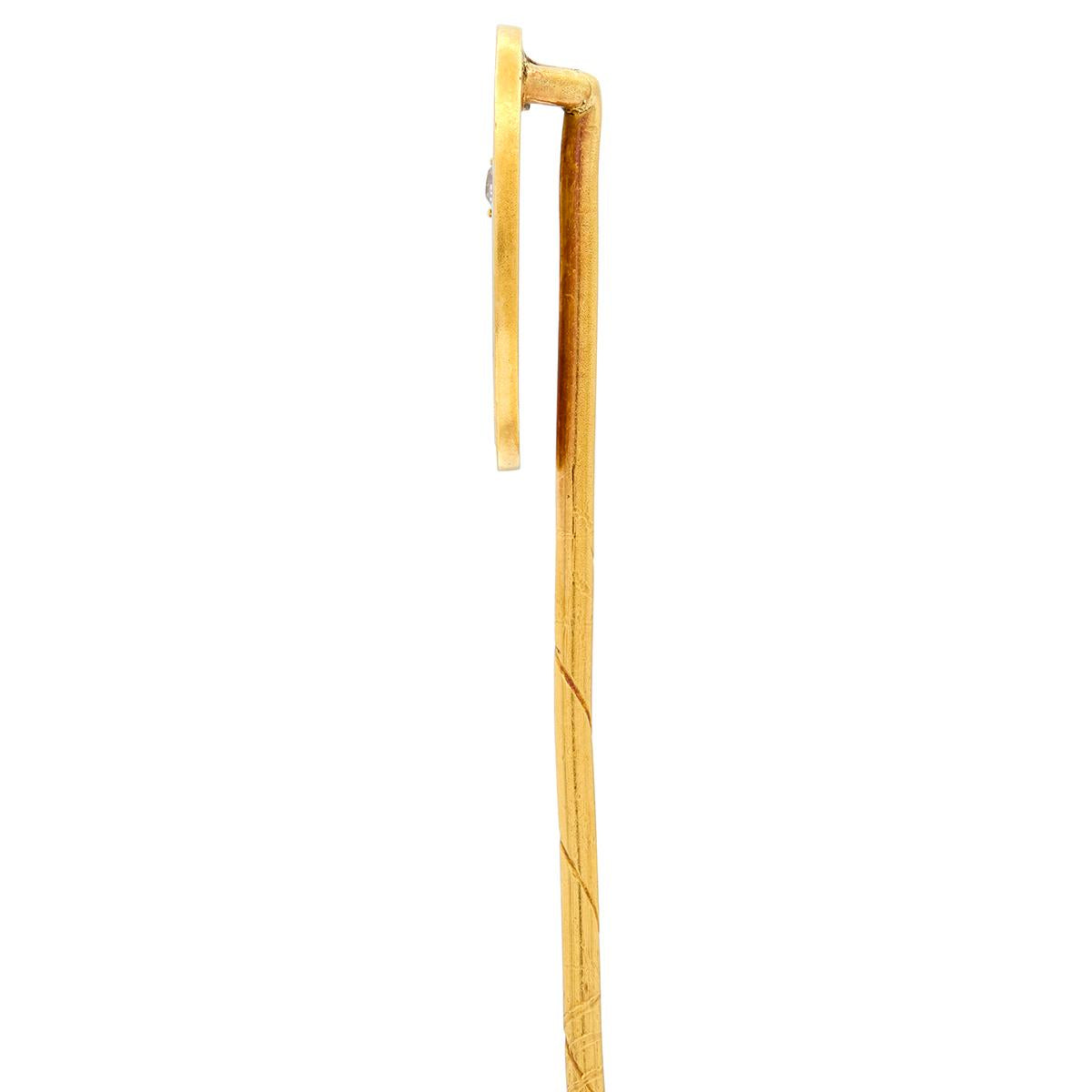 Victorian Old Mine Diamond Enamel 18K Gold Antique Greek Goddess Athena Stickpin