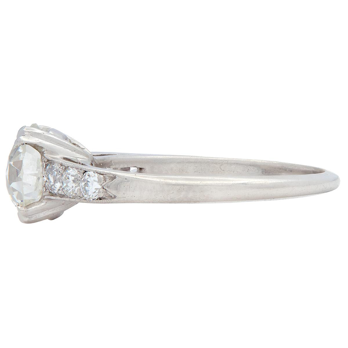 Mid-Century 1.40 CTW Old European Cut Diamond Platinum Vintage Engagement Ring