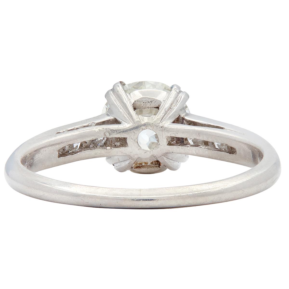 Mid-Century 1.40 CTW Old European Cut Diamond Platinum Vintage Engagement Ring