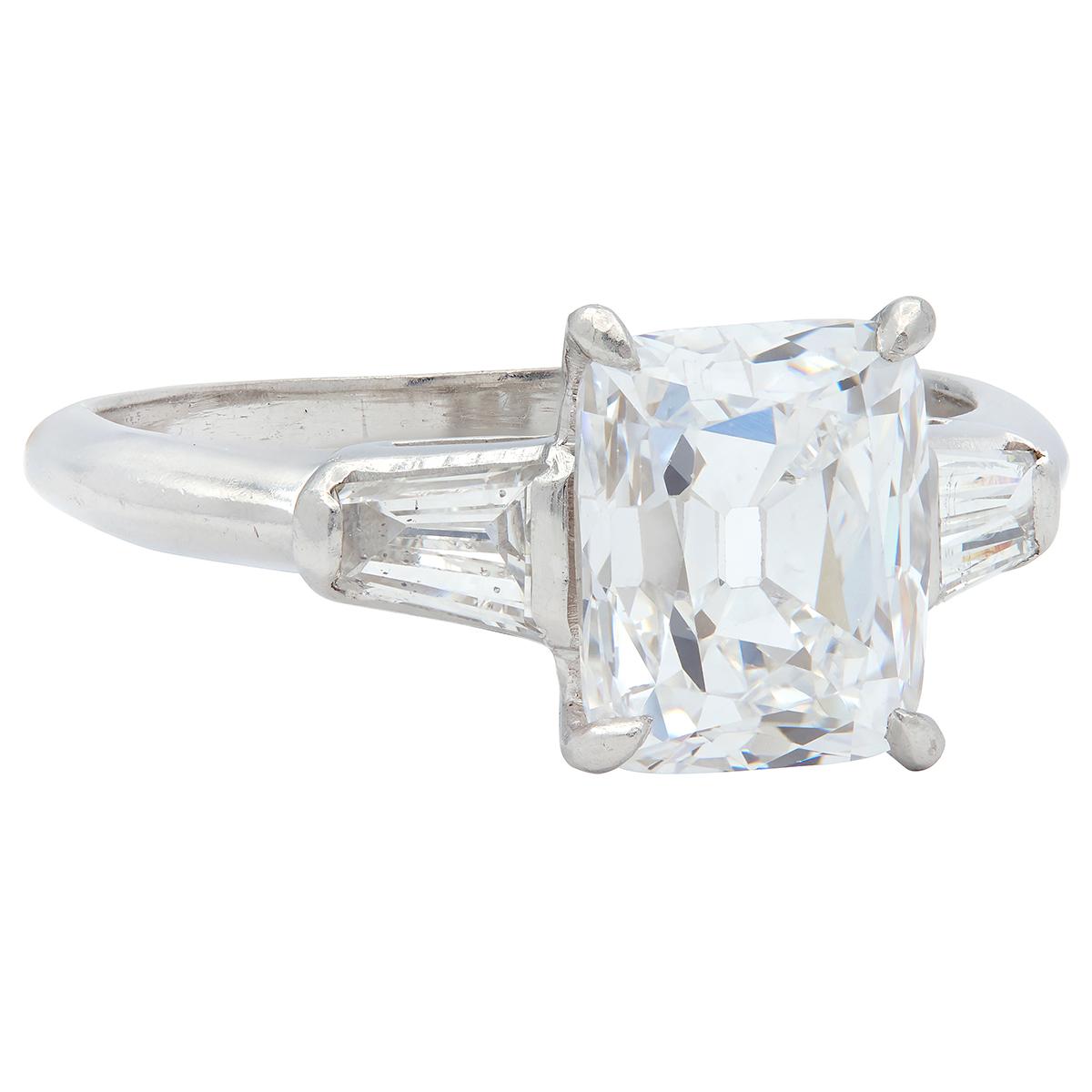Mid-Century 2.20 CTW Old Mine Cut Diamond Platinum Vintage Engagement Ring GIA