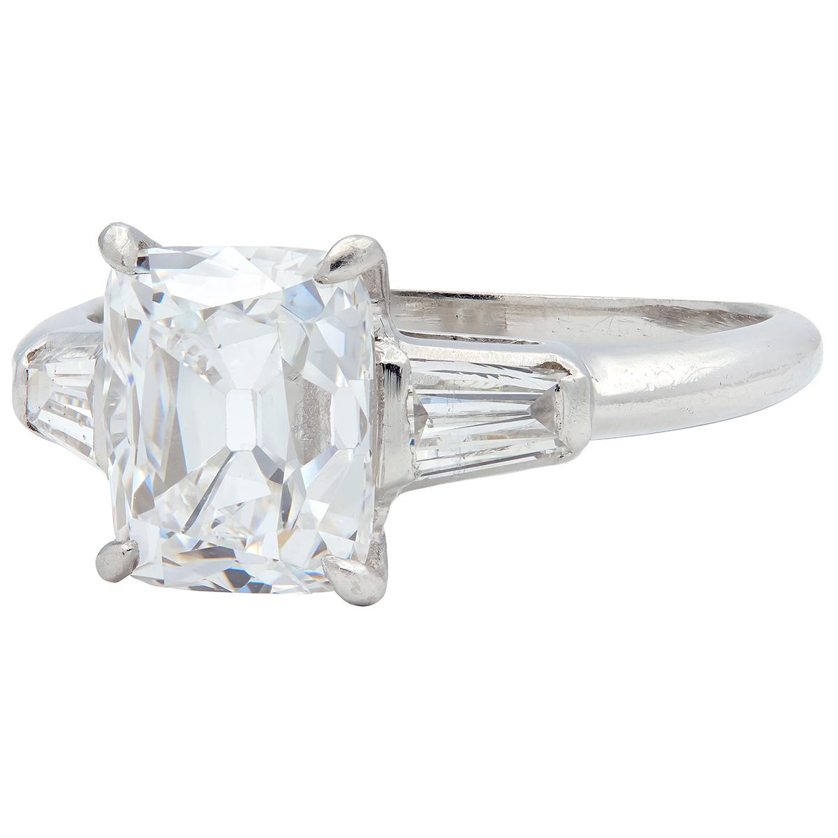 Mid-Century 2.20 CTW Old Mine Cut Diamond Platinum Vintage Engagement Ring GIA