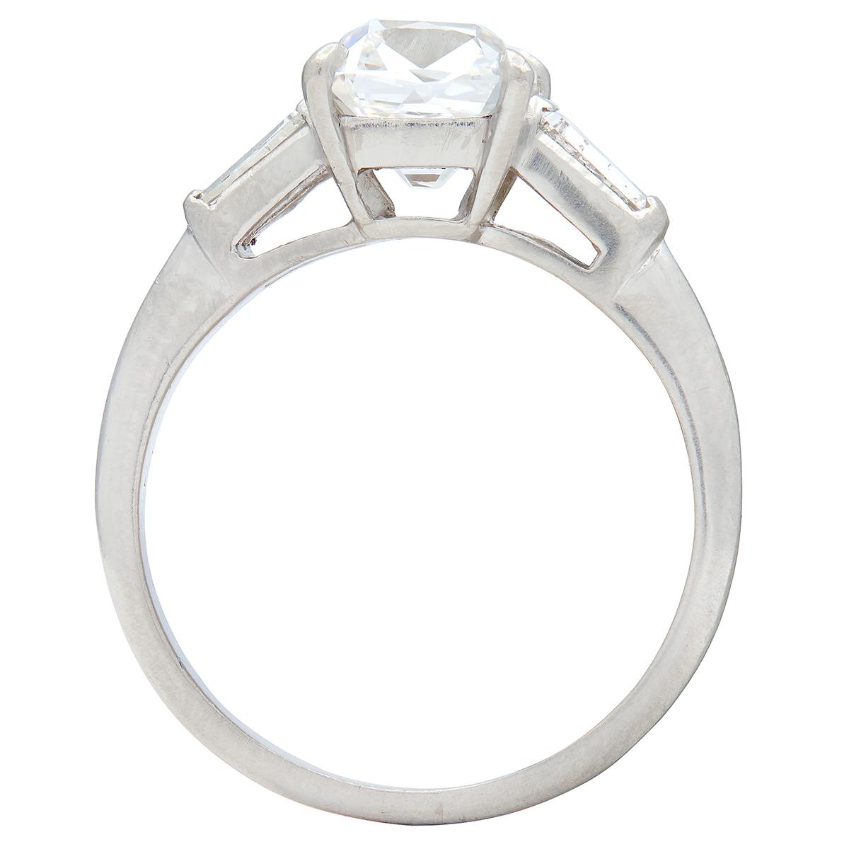 Mid-Century 2.20 CTW Old Mine Cut Diamond Platinum Vintage Engagement Ring GIA
