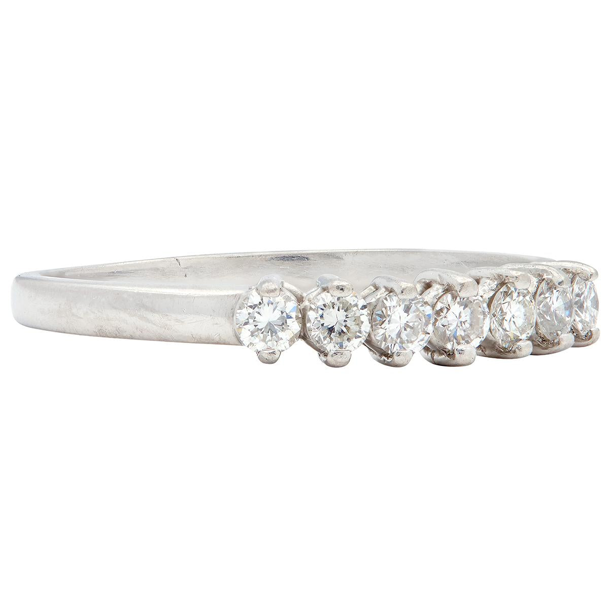 Mid-Century 0.35 CTW Diamond Platinum Vintage Wedding Band Ring