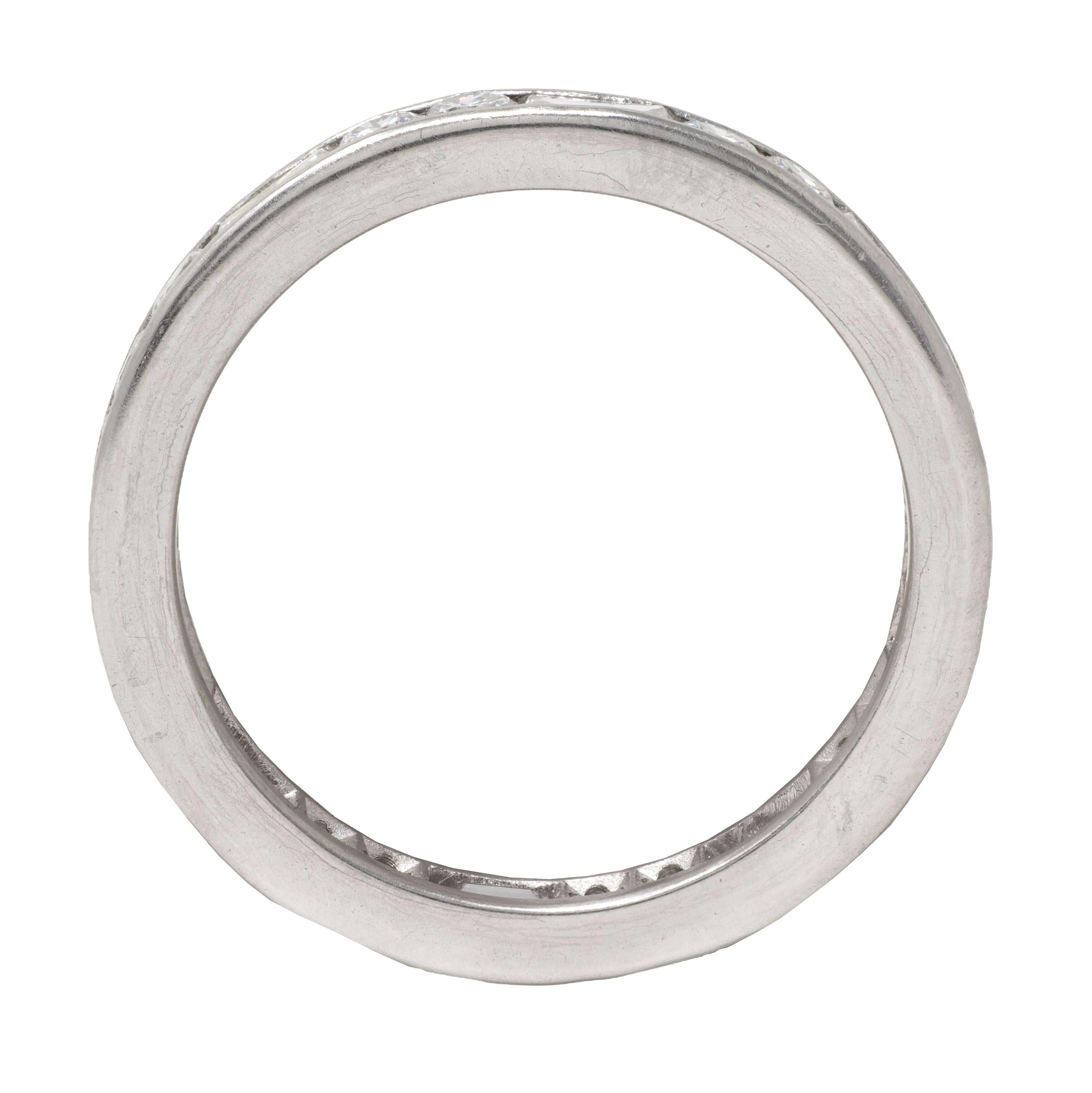 1950's 1.44 CTW Diamond Platinum Vintage Dash & Dot Eternity Wedding Band Ring