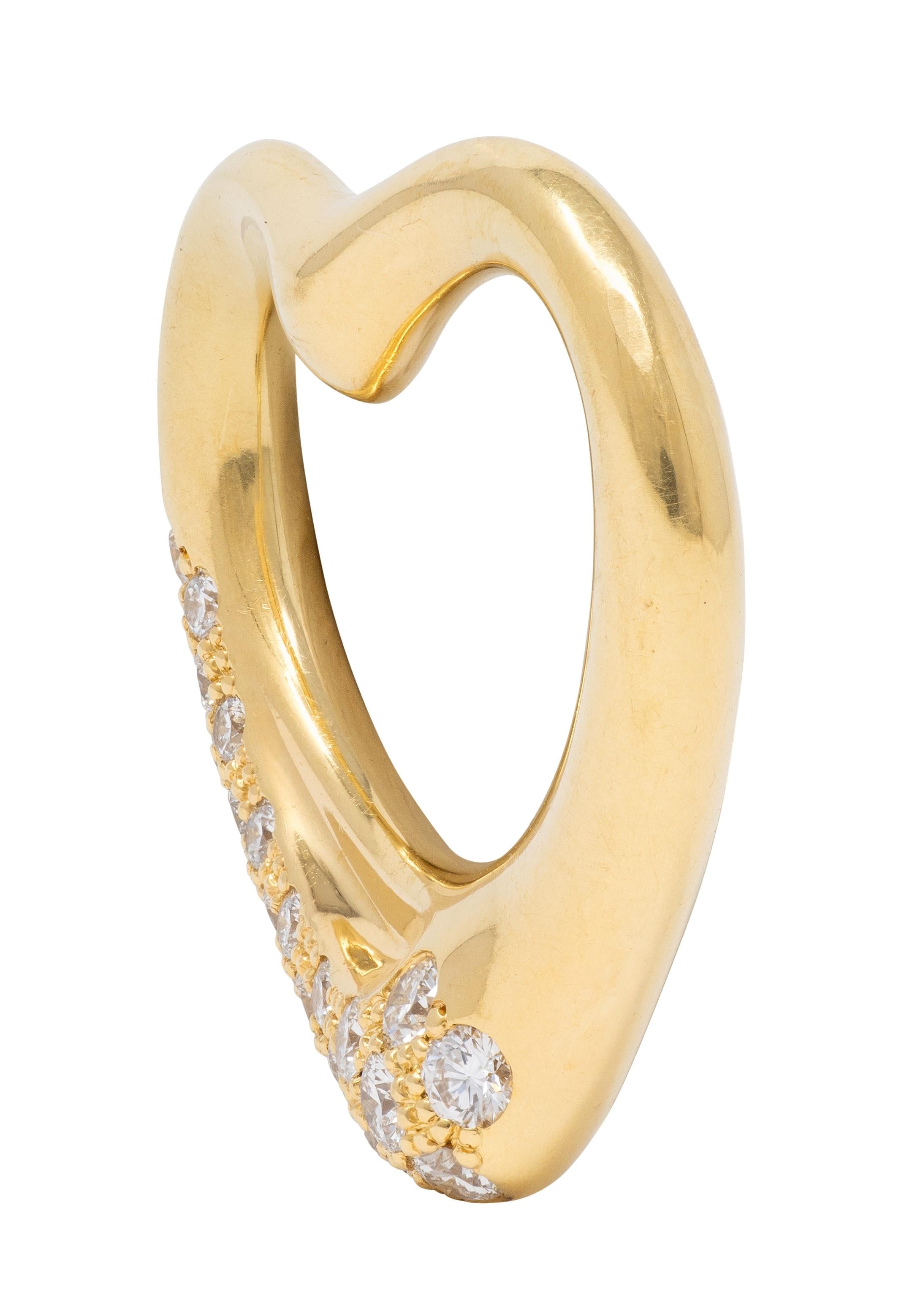 Elsa Peretti Tiffany & Co. 1990's Diamond 18K Gold Vintage Open Heart Pendant