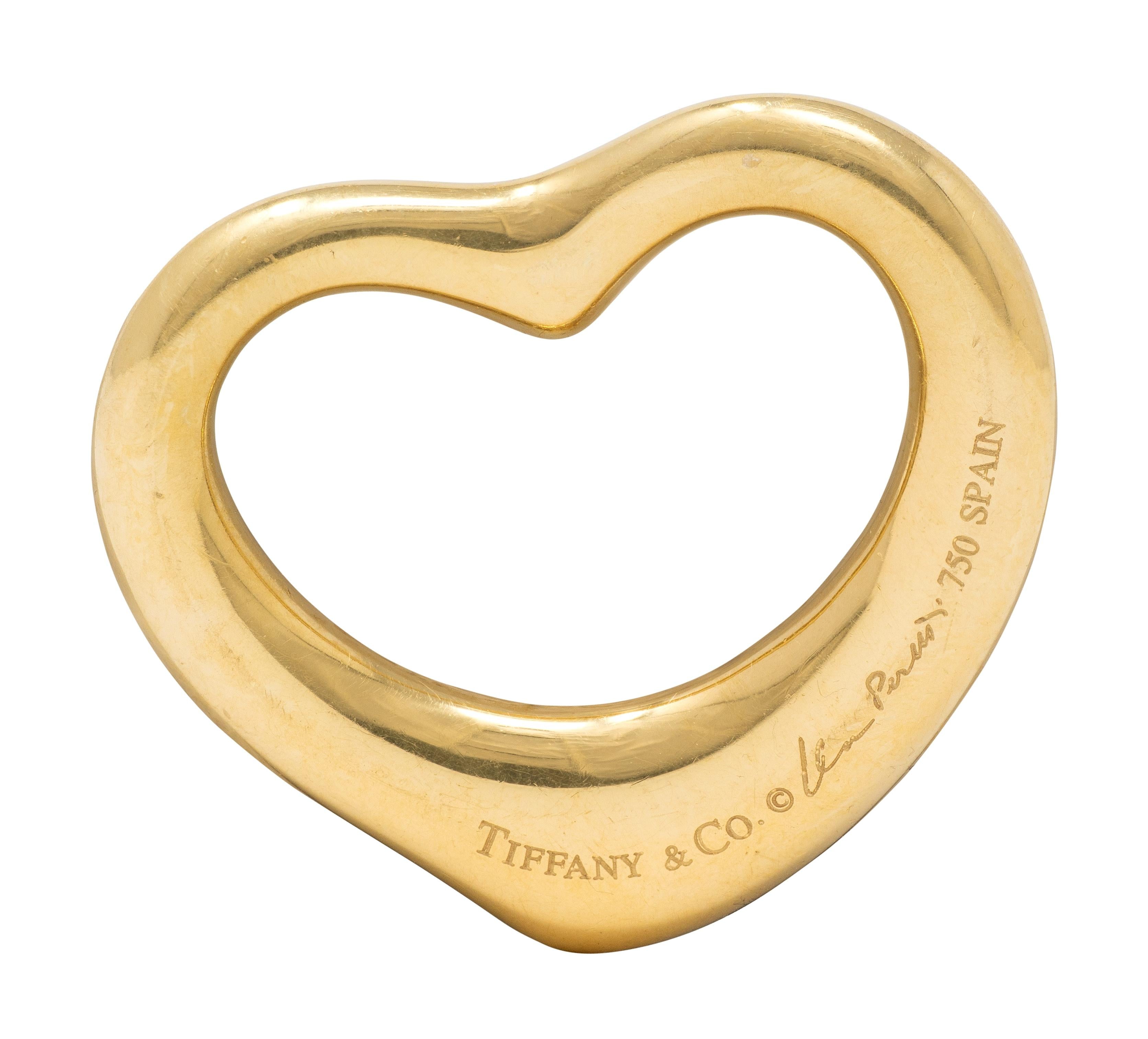 Elsa Peretti Tiffany & Co. 1990's Diamond 18K Gold Vintage Open Heart Pendant