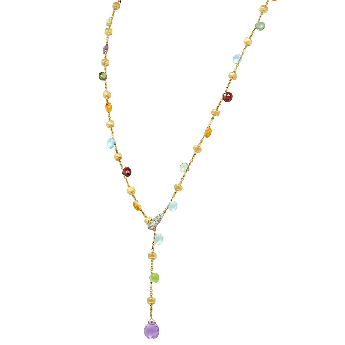 Marco Bicego 2000's Diamond Multi-Gem 18K Gold Contemporary Paradise Necklace