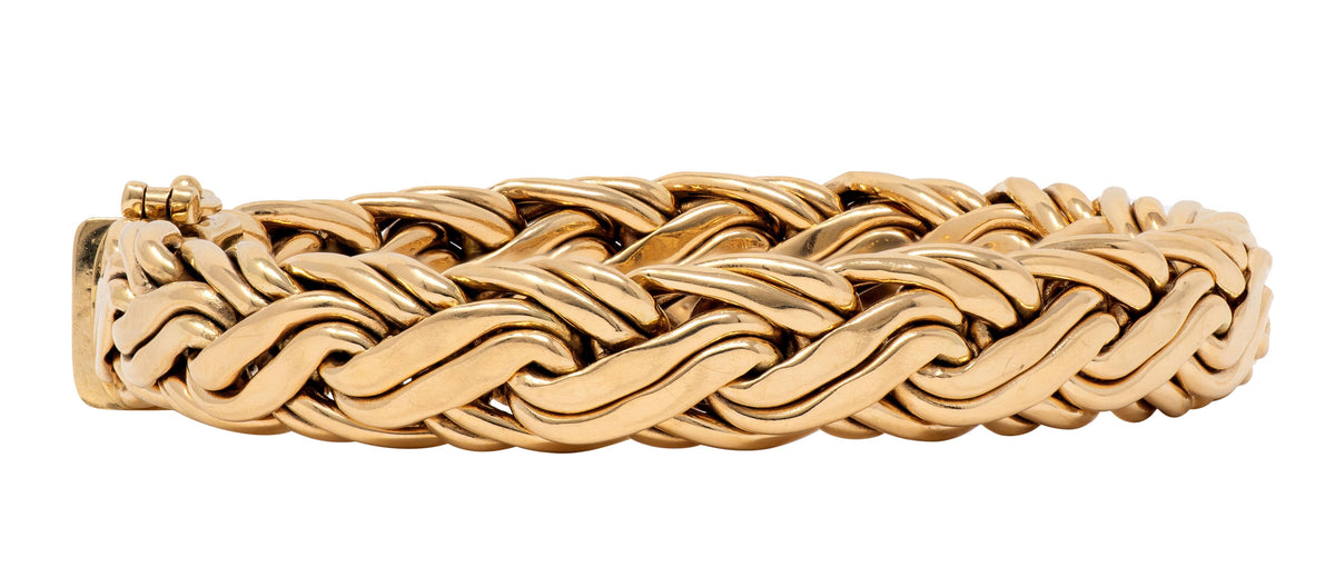 Tiffany & Co. 1990's 14K Yellow Gold Vintage Braided Wheat Link Chain Bracelet