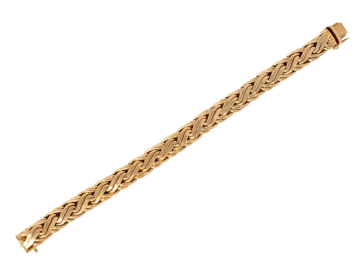Tiffany & Co. 1990's 14K Yellow Gold Vintage Braided Wheat Link Chain Bracelet