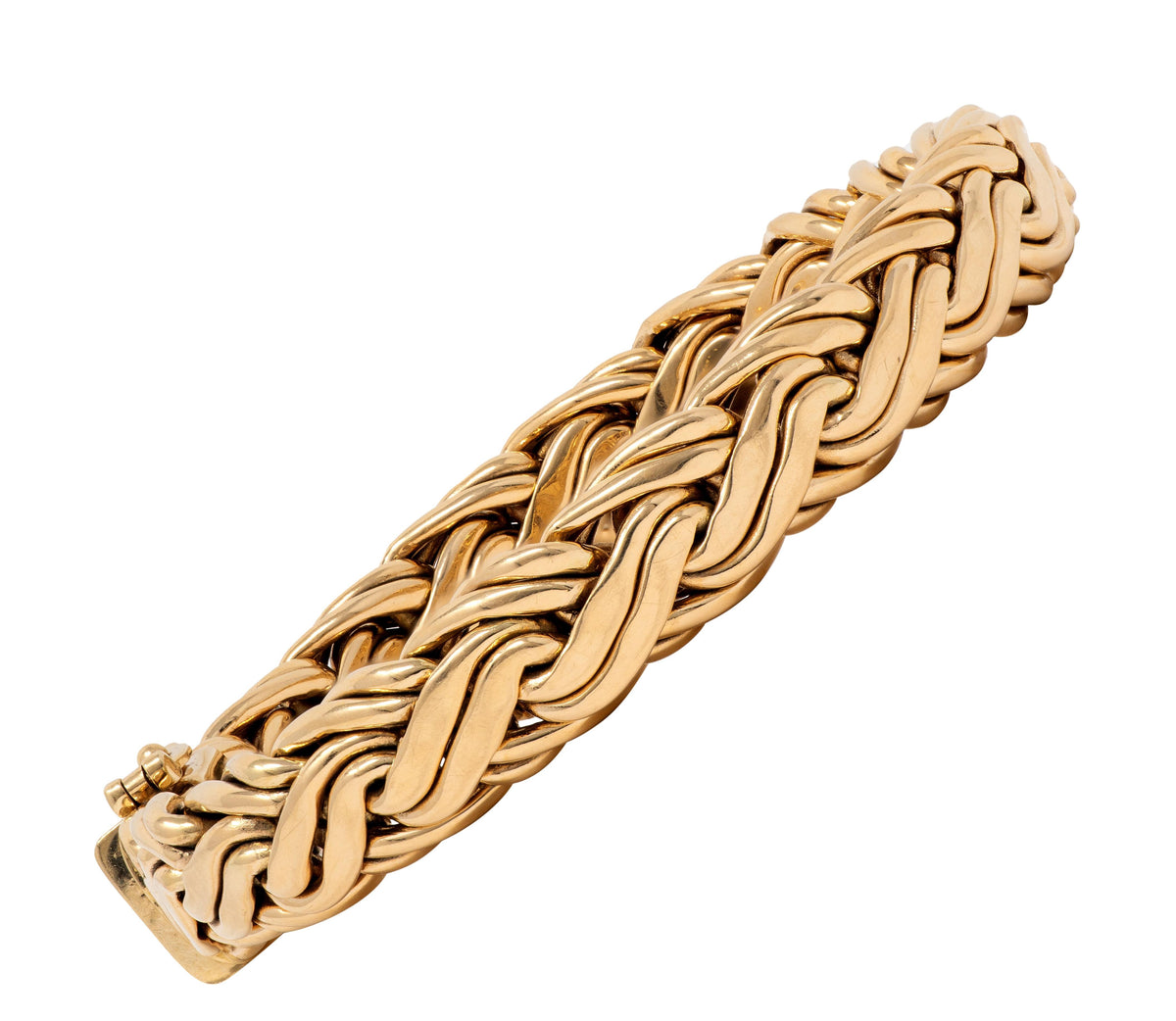 Tiffany & Co. 1990's 14K Yellow Gold Vintage Braided Wheat Link Chain Bracelet