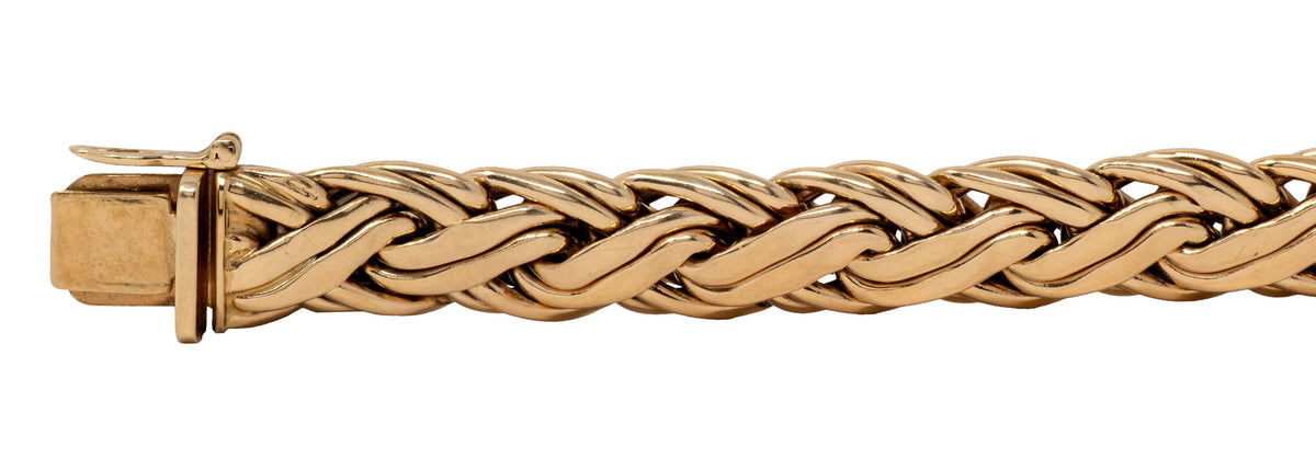 Tiffany & Co. 1990's 14K Yellow Gold Vintage Braided Wheat Link Chain Bracelet