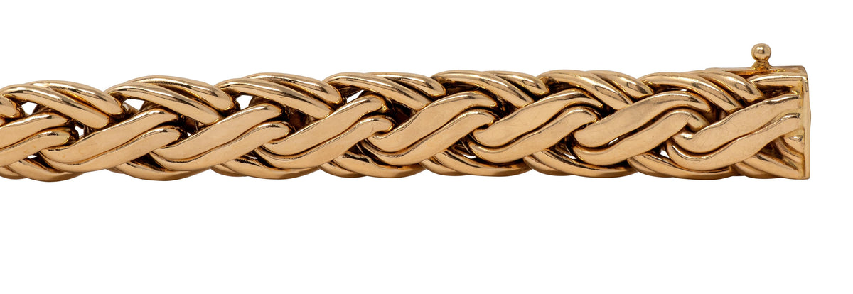 Tiffany & Co. 1990's 14K Yellow Gold Vintage Braided Wheat Link Chain Bracelet