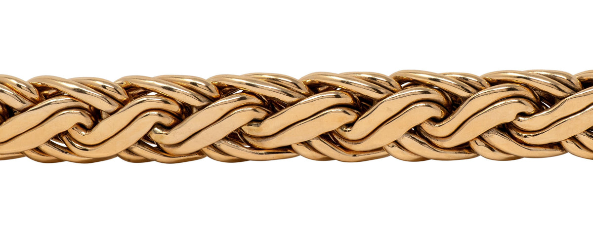 Tiffany & Co. 1990's 14K Yellow Gold Vintage Braided Wheat Link Chain Bracelet